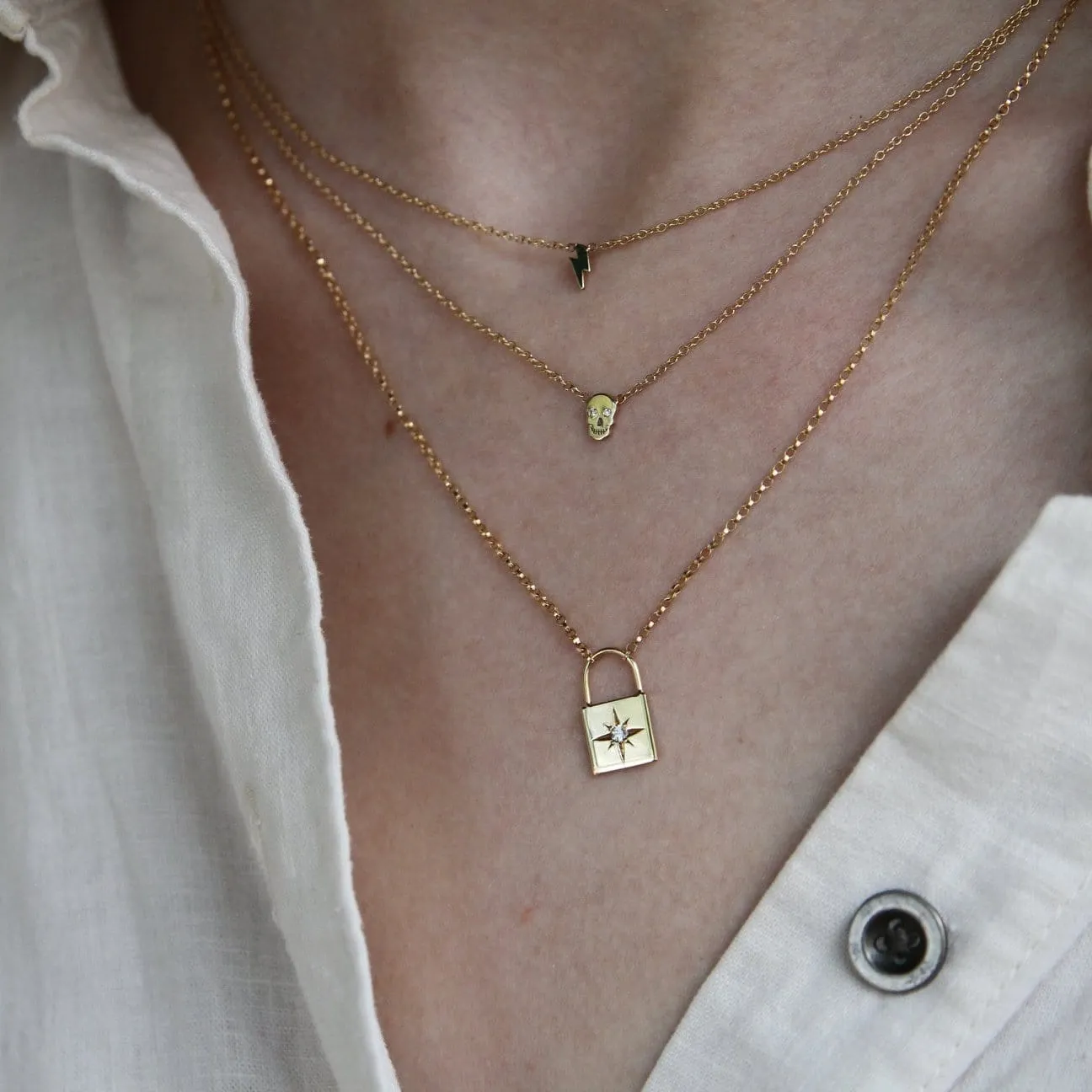 14k Gold Itty Bitty Lightning Bolt Necklace