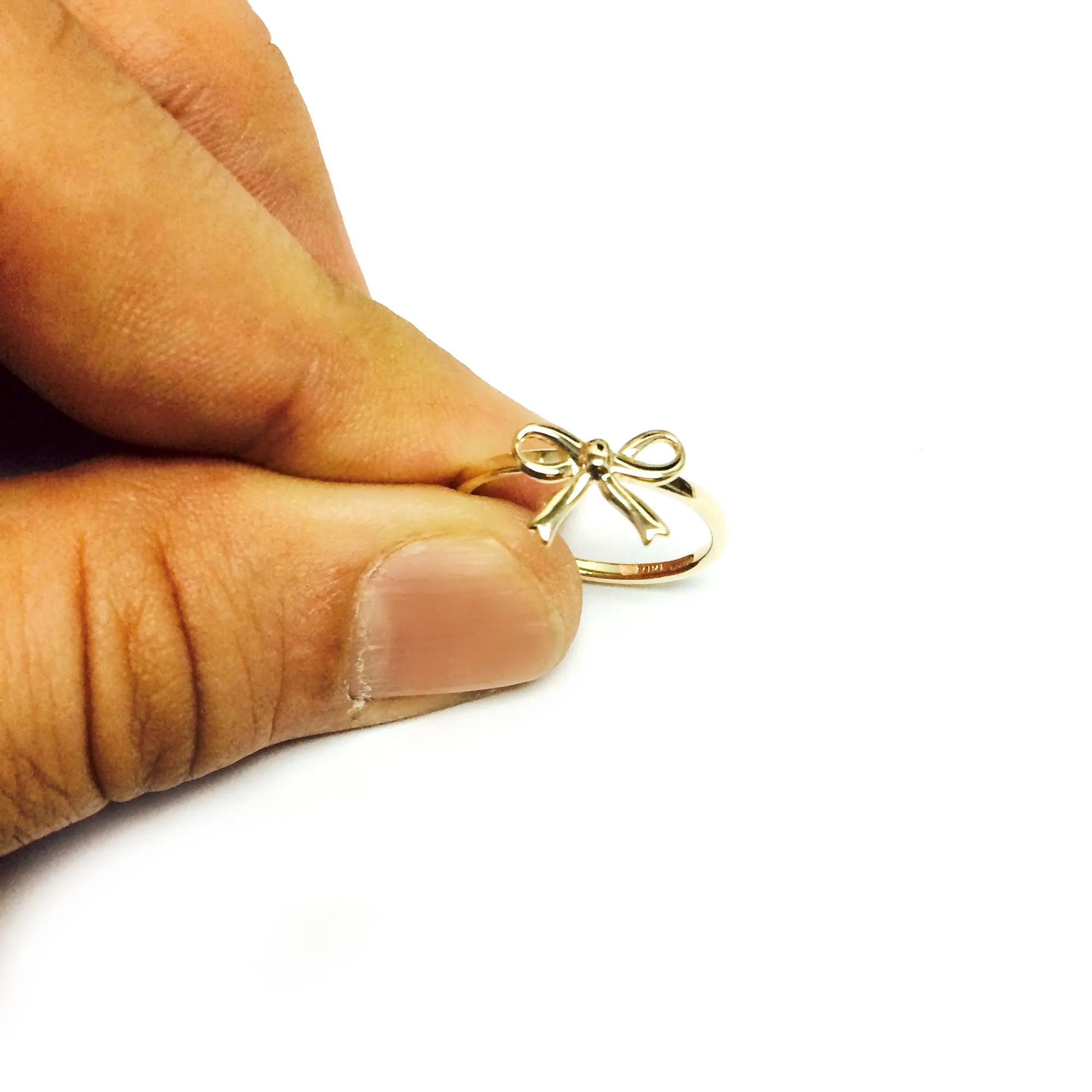 14K Yellow Gold Bow Design Ring, Size 7
