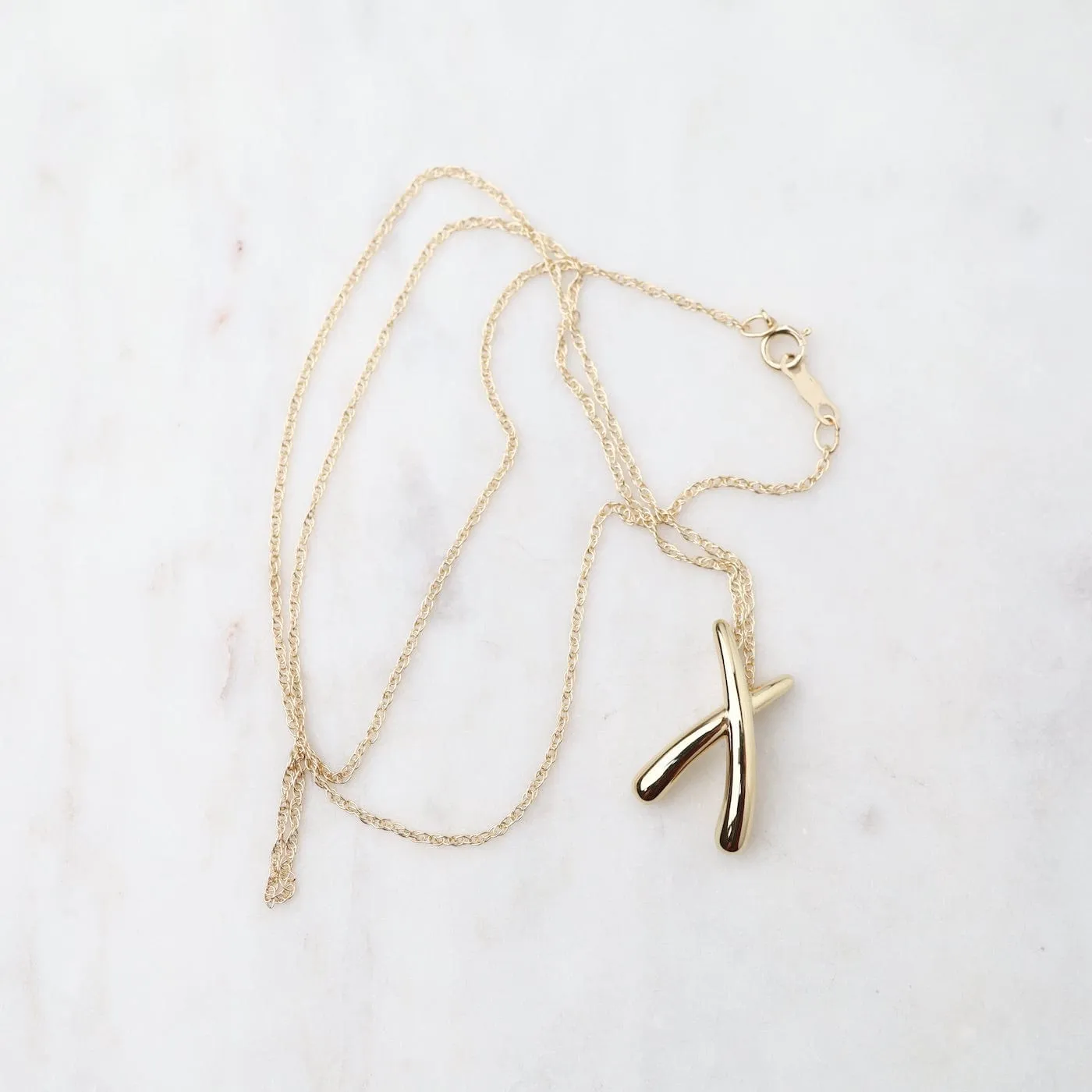 14K Yellow Gold Medium "X" Necklace