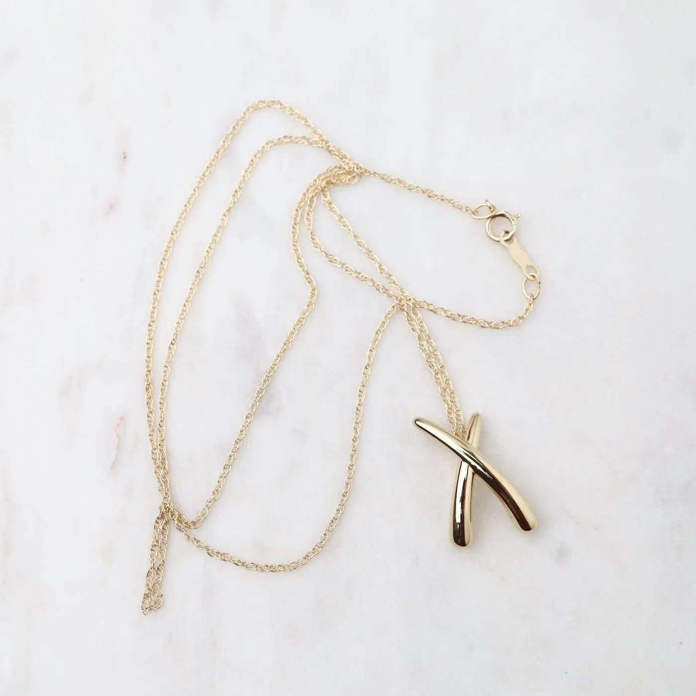 14K Yellow Gold Medium "X" Necklace