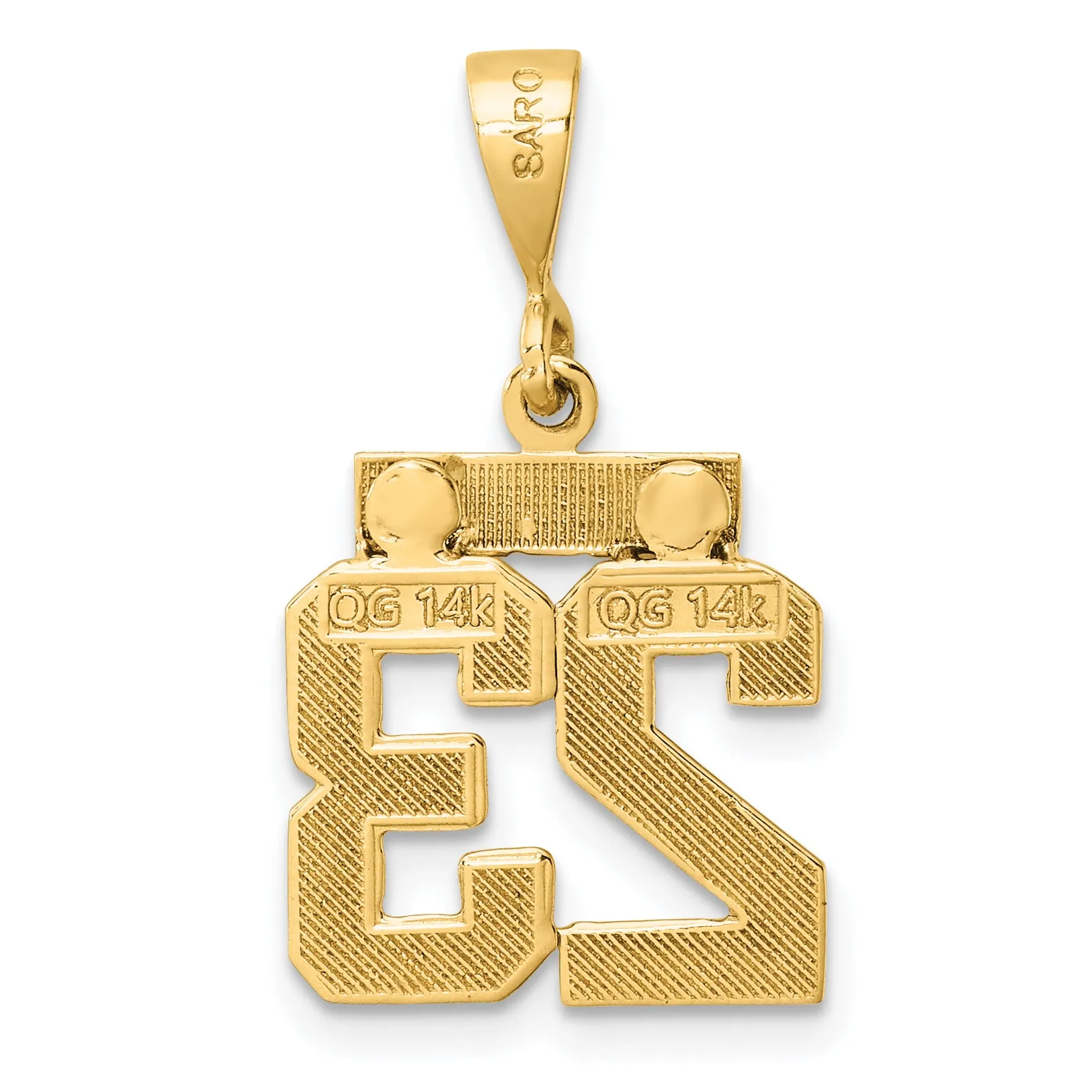14k yellow gold small polished number 23 charm