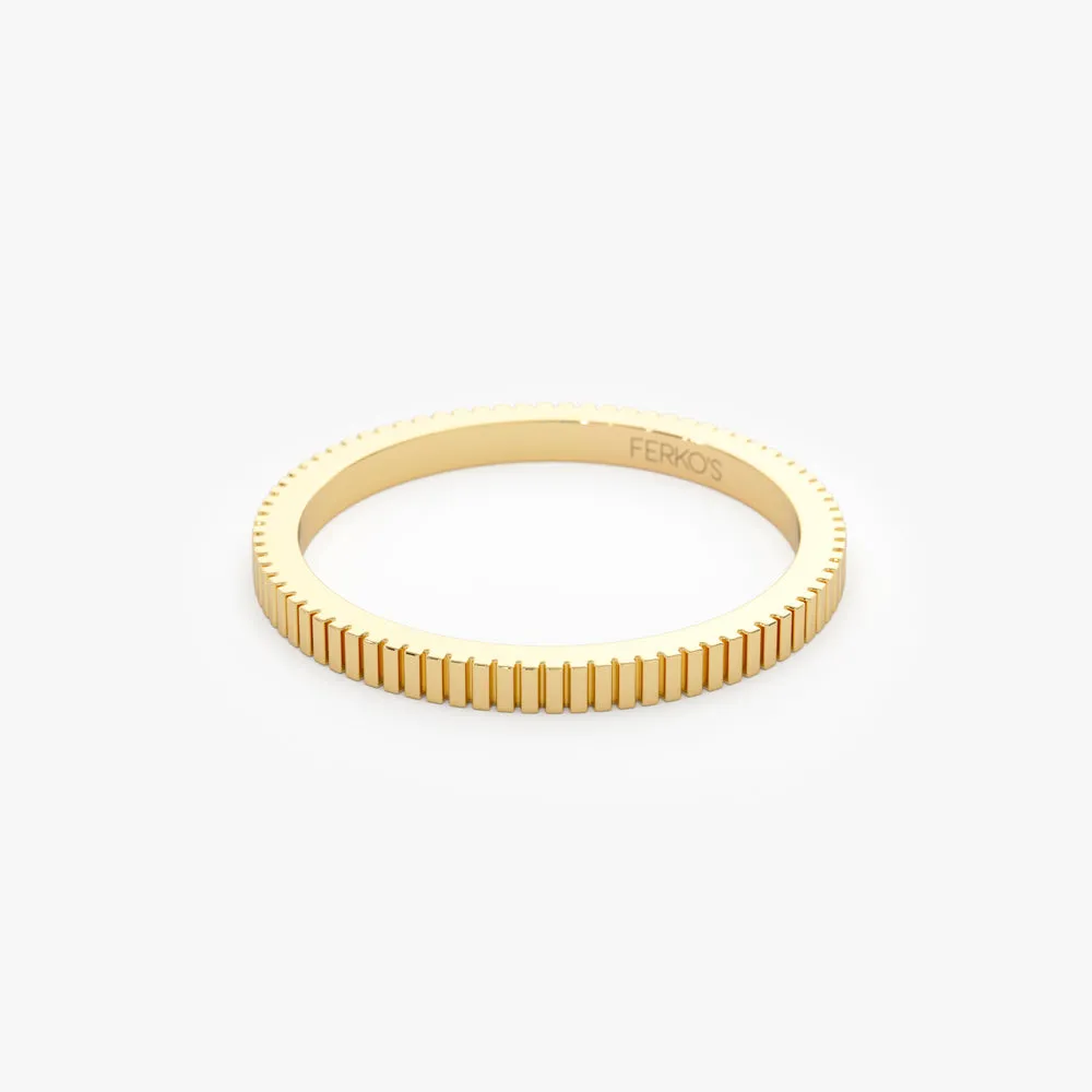 1.5MM Ribbed Ring in 14k Gold