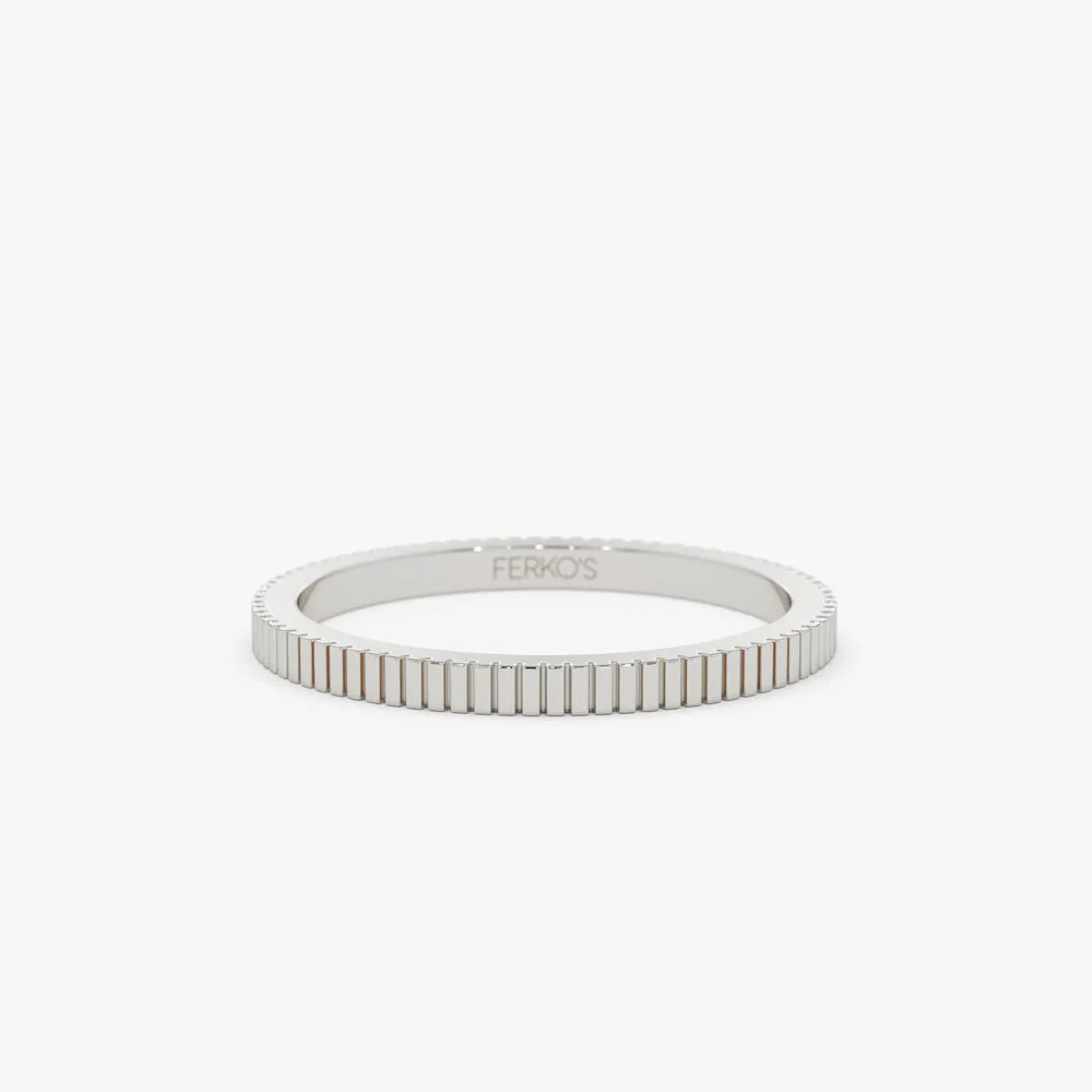 1.5MM Ribbed Ring in 14k Gold