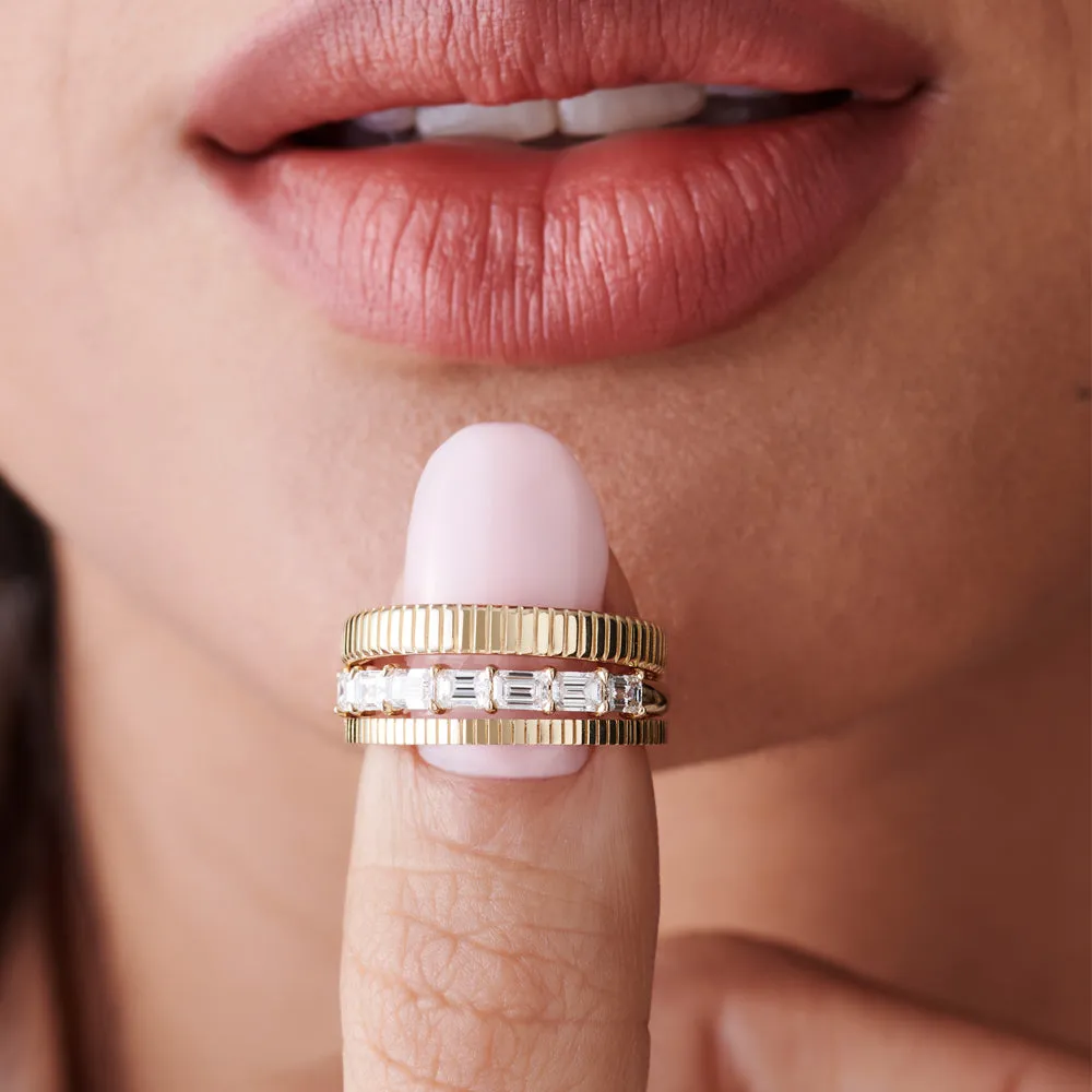1.5MM Ribbed Ring in 14k Gold