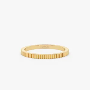1.5MM Ribbed Ring in 14k Gold