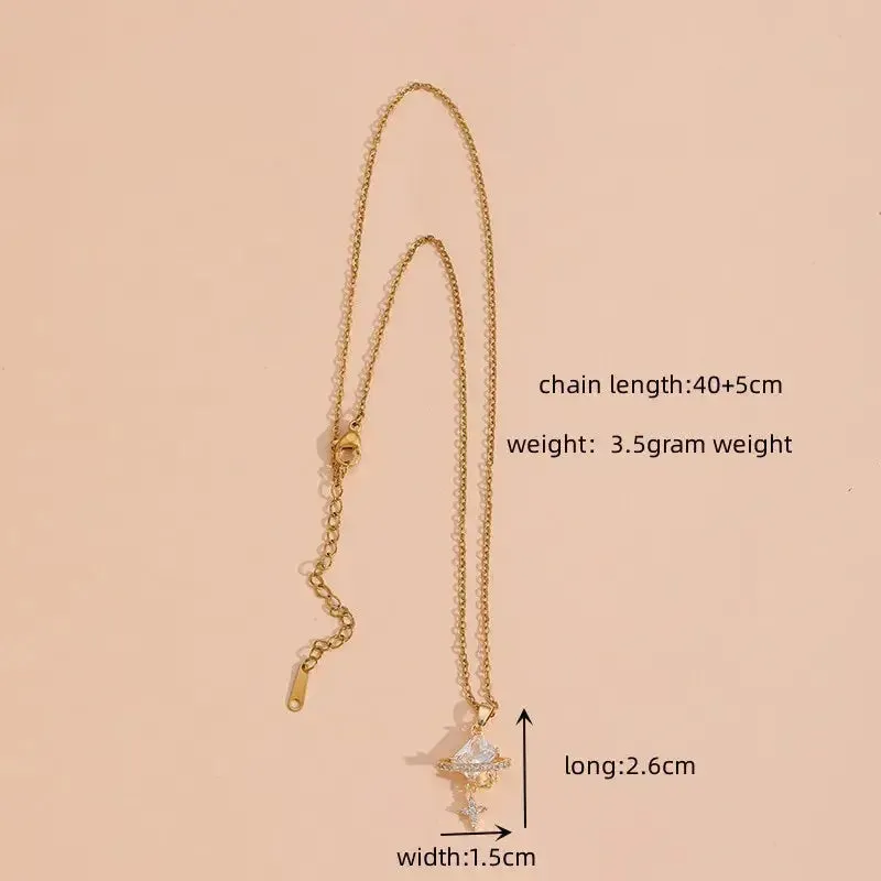 18K Gold Plated Simple Style Shiny Star Necklace