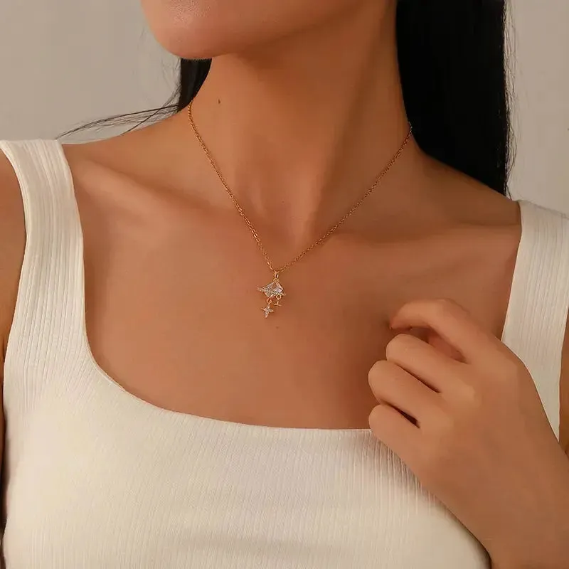 18K Gold Plated Simple Style Shiny Star Necklace