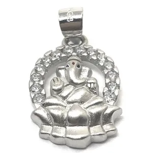 925 Silver Floral Ganesha Pendant (Design 103)
