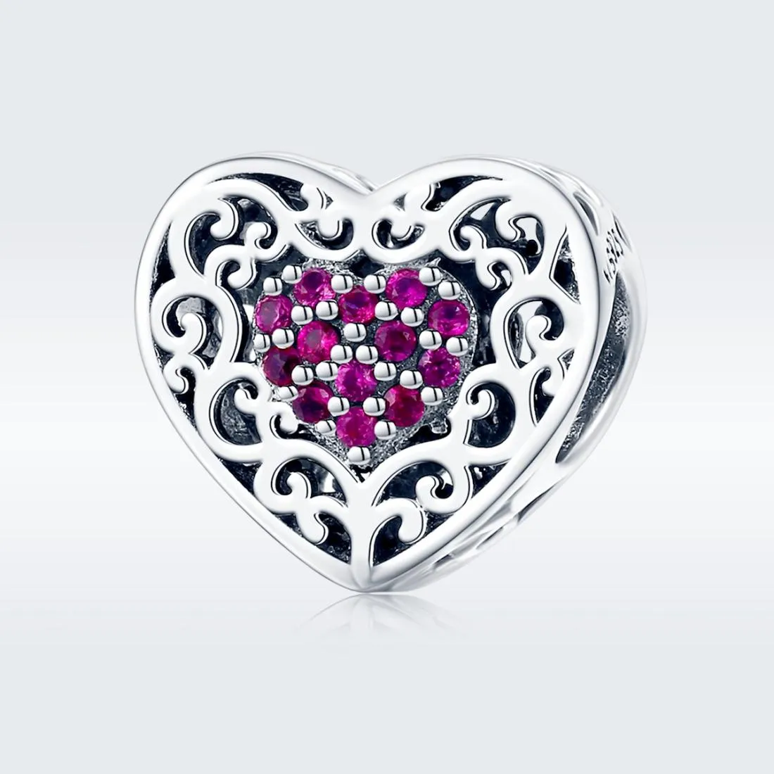 925 Sterling Silver Heart Beads For Diy Bracelets
