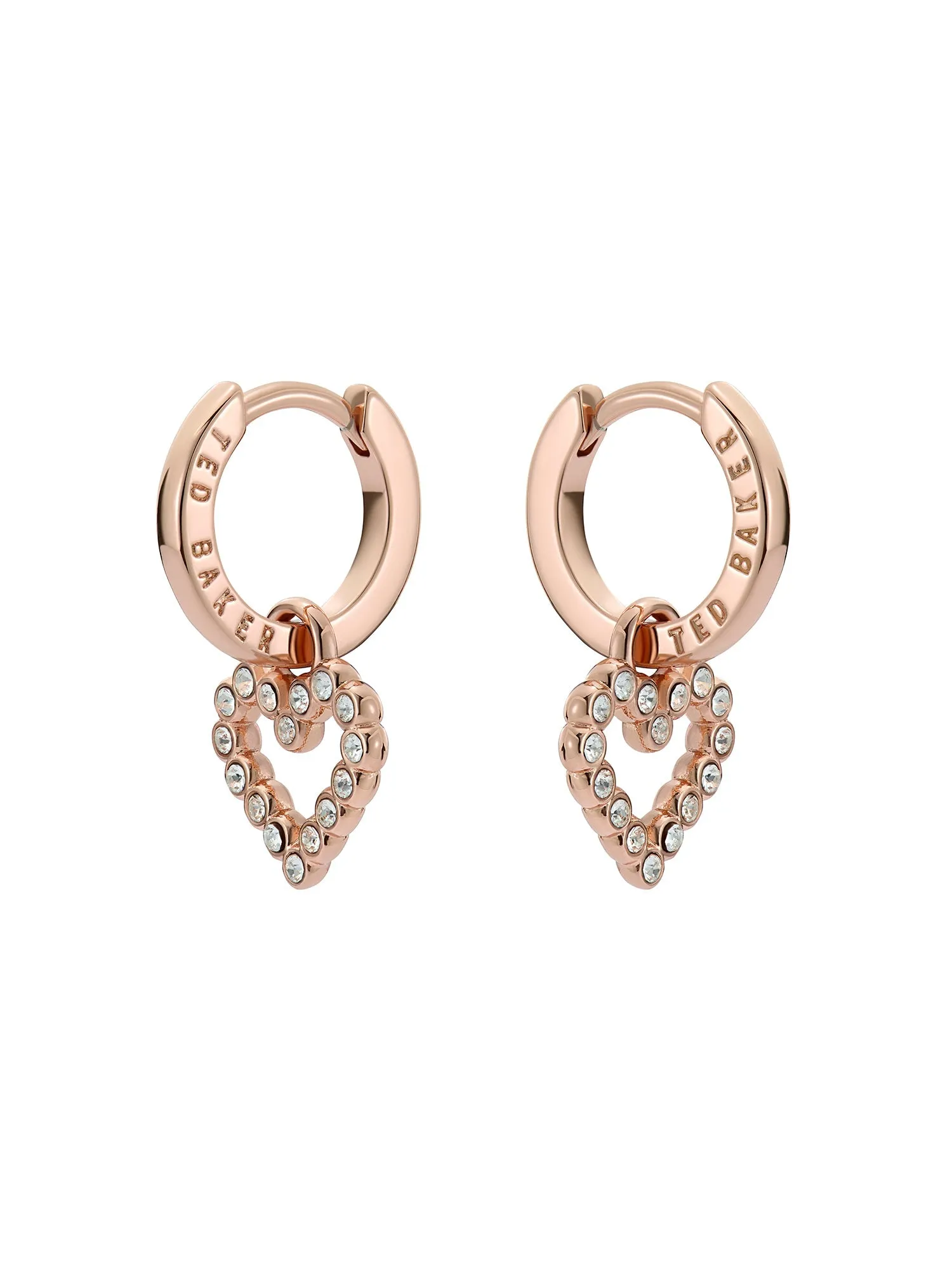 Amora Crystal Halo Heart Huggie Earring Rosegd