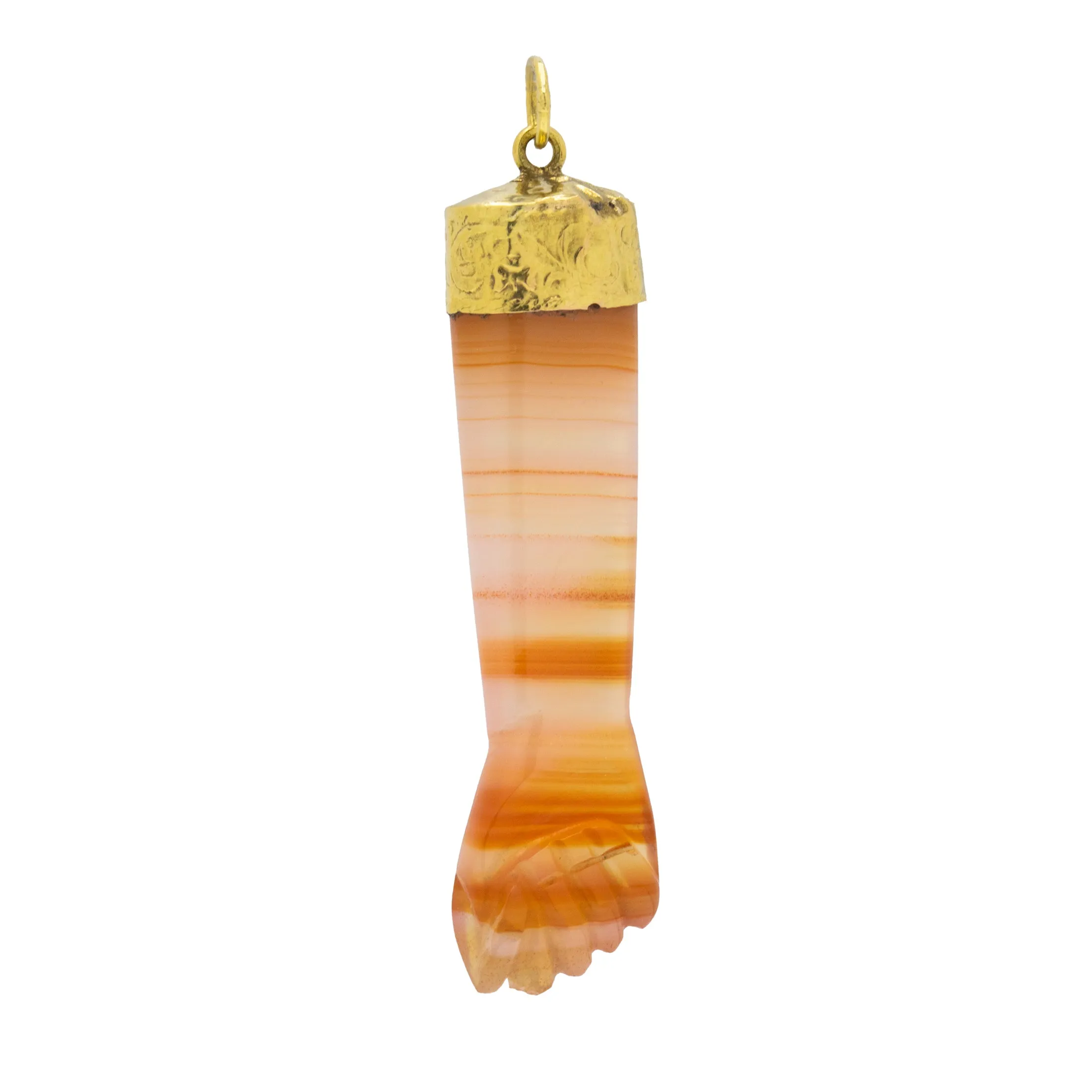 Antique 18ct Gold Agate Figa Lucky Pendant