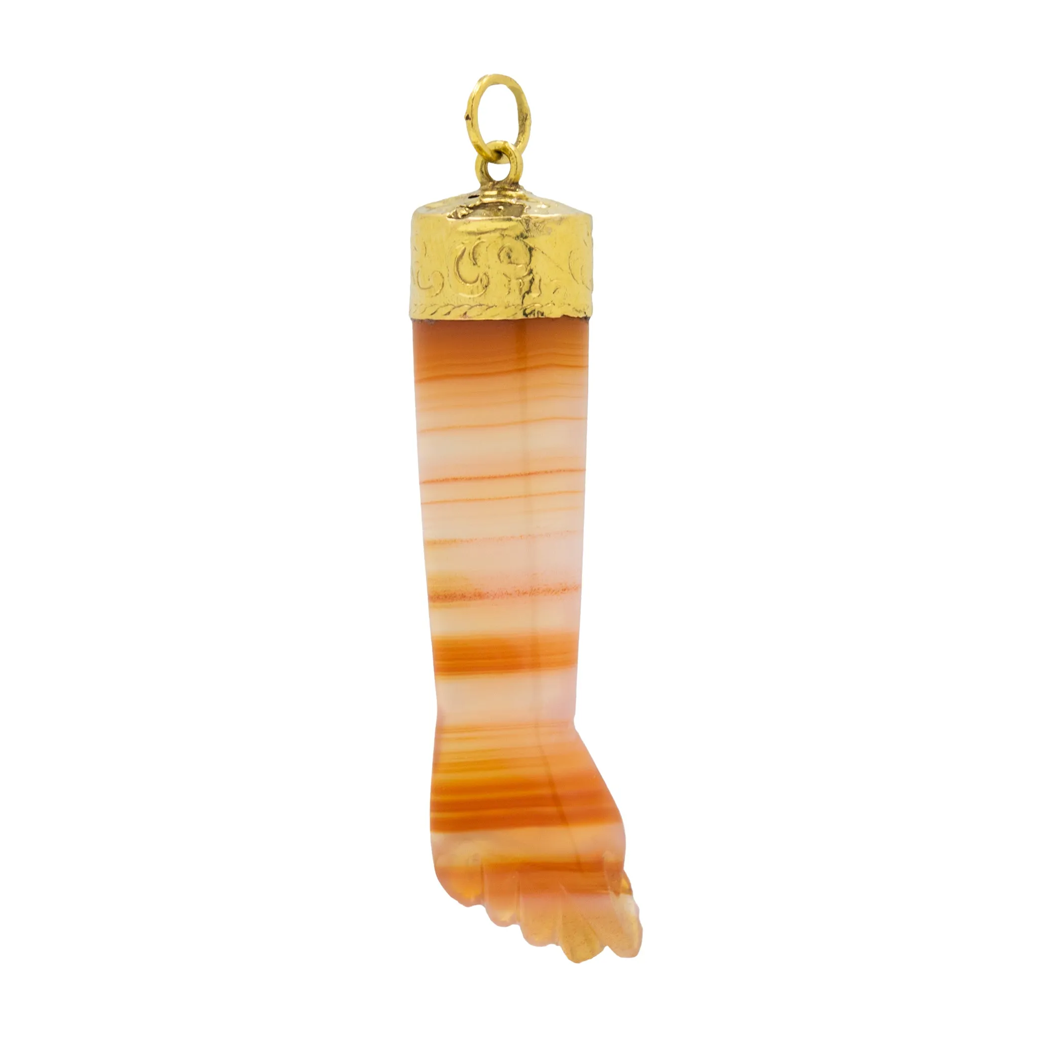 Antique 18ct Gold Agate Figa Lucky Pendant