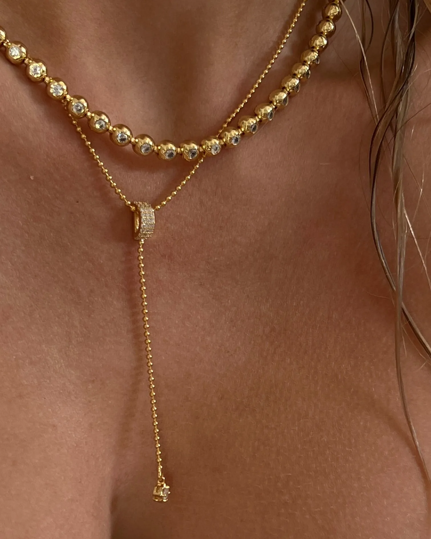 Ball Chain Lariat- Silver