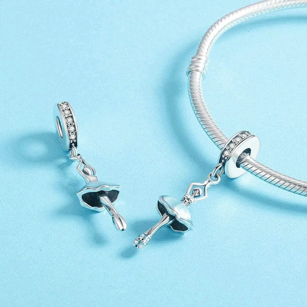 Ballet Girl 925 Sterling Silver Dance Charm for Pandora Bracelet - Anniversary Heart Charm