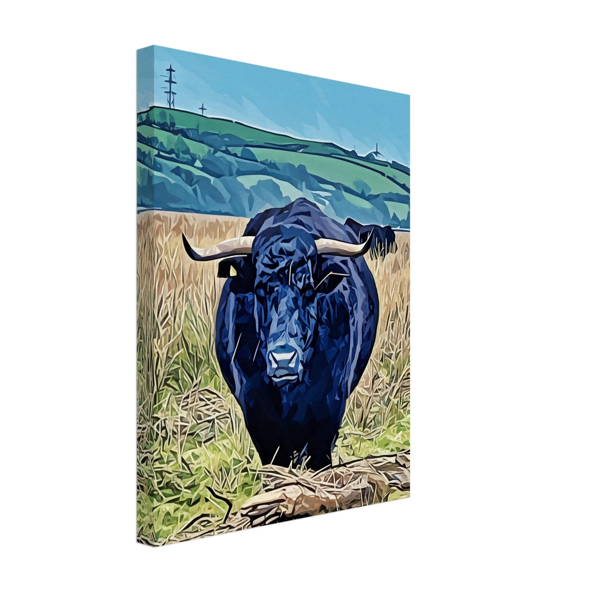 Blue Bull Canvas Wall Art