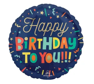 Bright Birthday Blocky Text Mylar Balloon, 18" | 1 ct