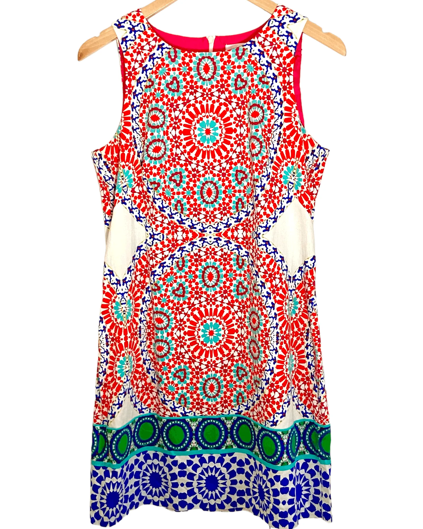 Bright Spring Kaleidoscope Print Sleeveless Shift Dress