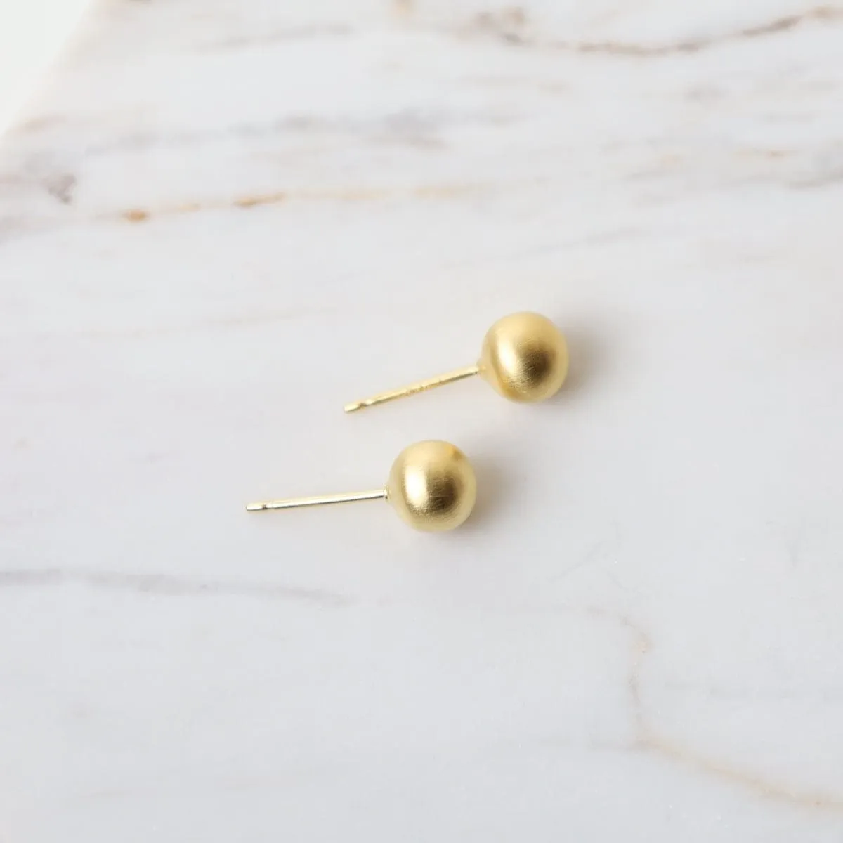 Brushed Gold Vermeil 6mm Hollow Ball Stud