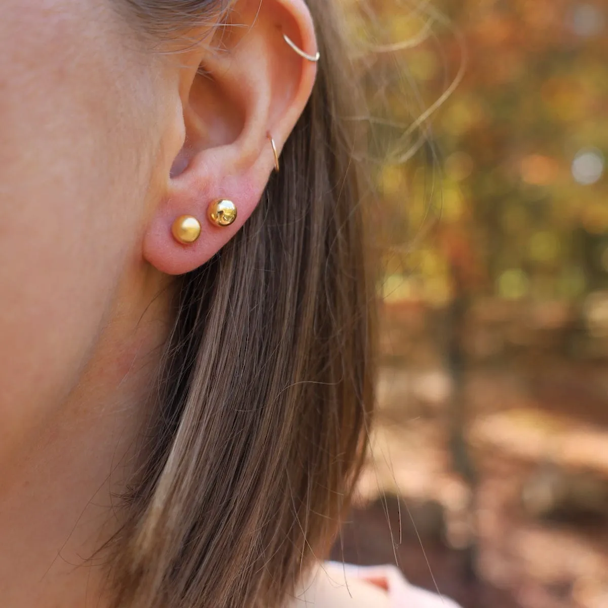 Brushed Gold Vermeil 6mm Hollow Ball Stud