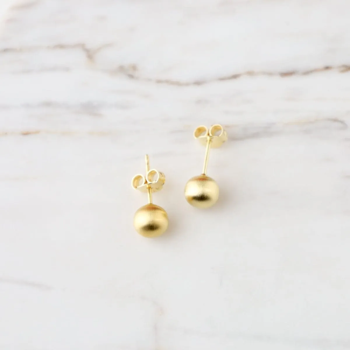 Brushed Gold Vermeil 6mm Hollow Ball Stud