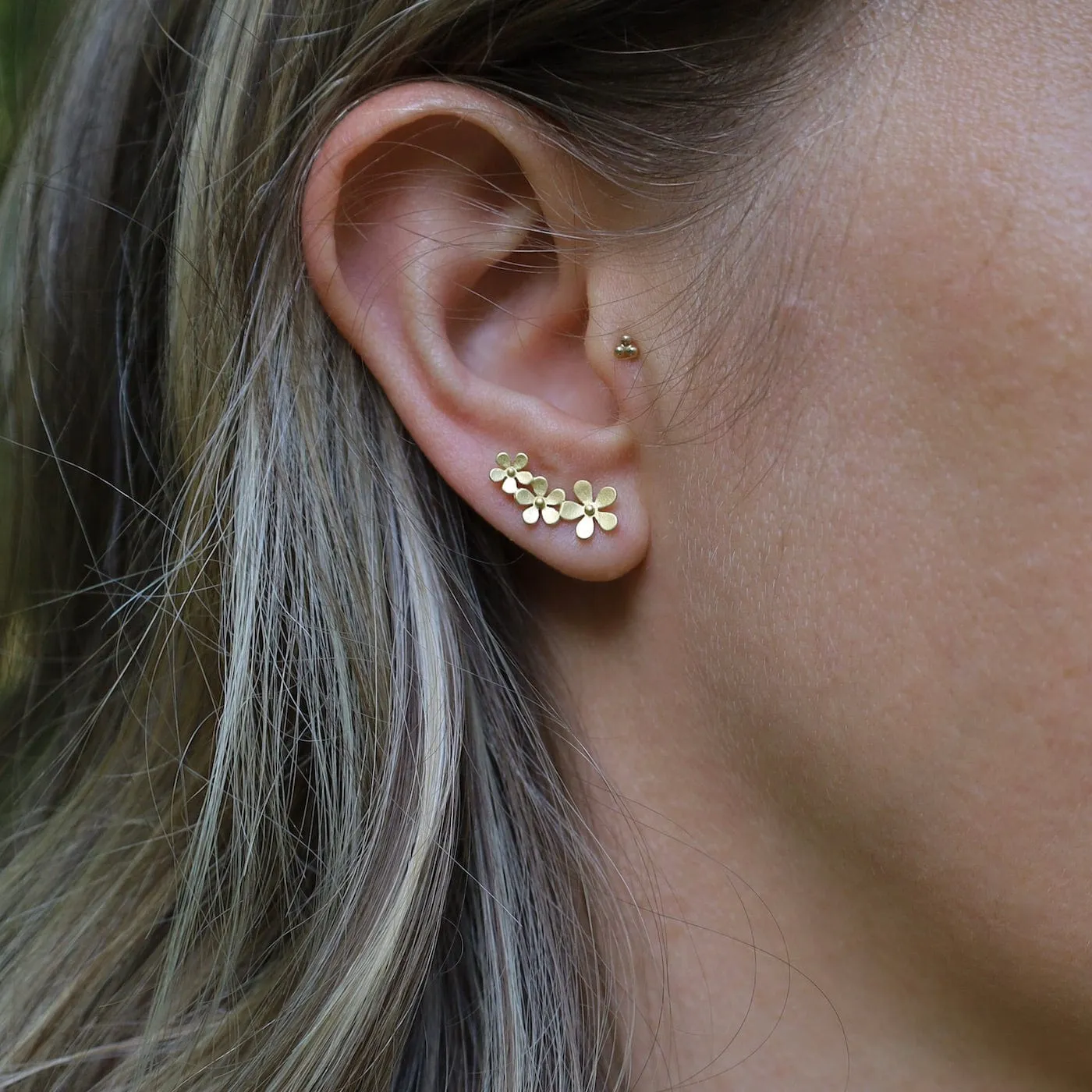 Brushed Gold Vermeil Forget Me Not Post Earrings