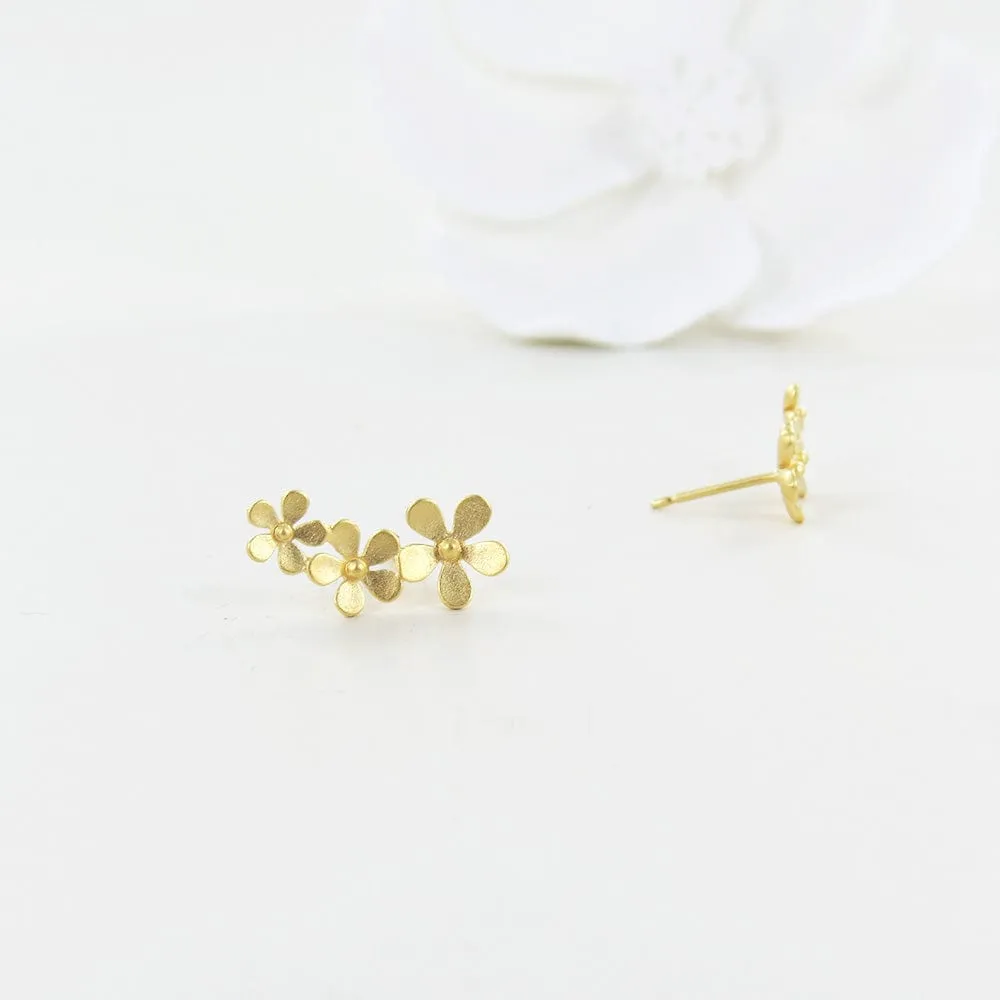 Brushed Gold Vermeil Forget Me Not Post Earrings