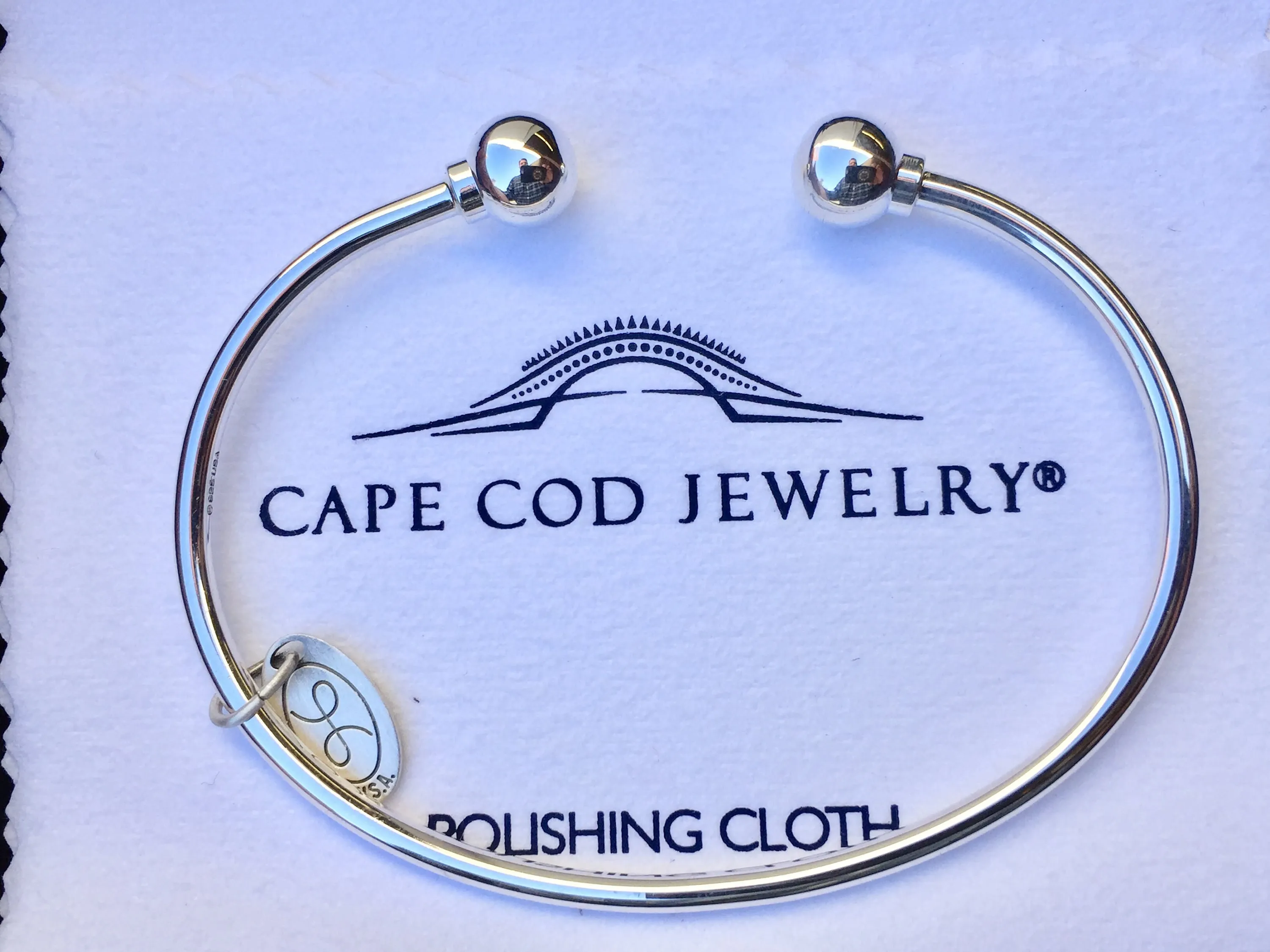 Cape Cod Sterling Silver 7 Inch Cuff Bracelet With Polishing Cloth