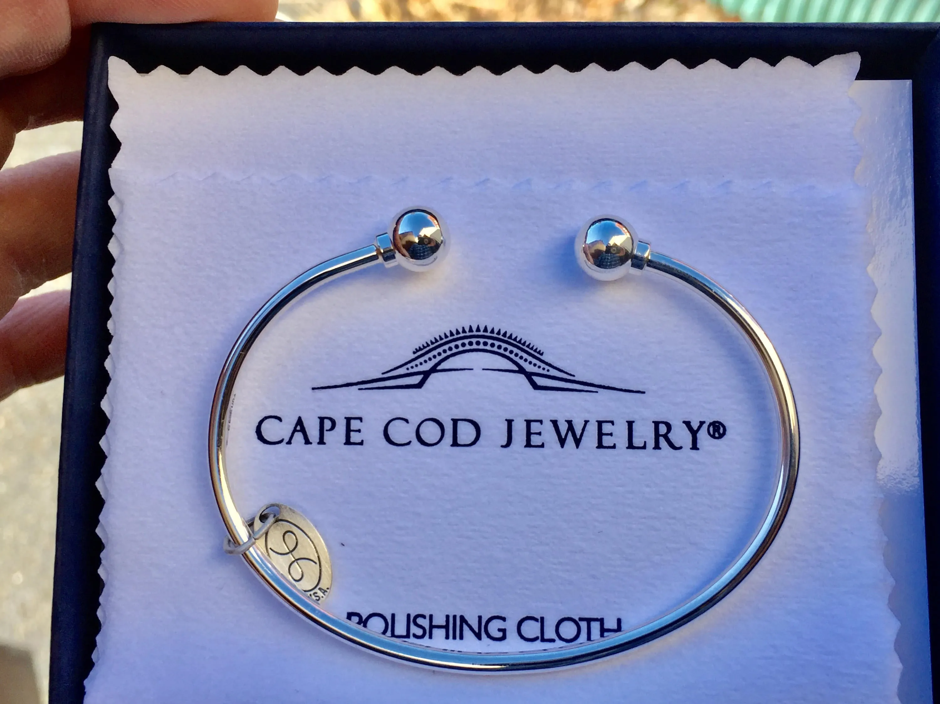 Cape Cod Sterling Silver 7 Inch Cuff Bracelet With Polishing Cloth