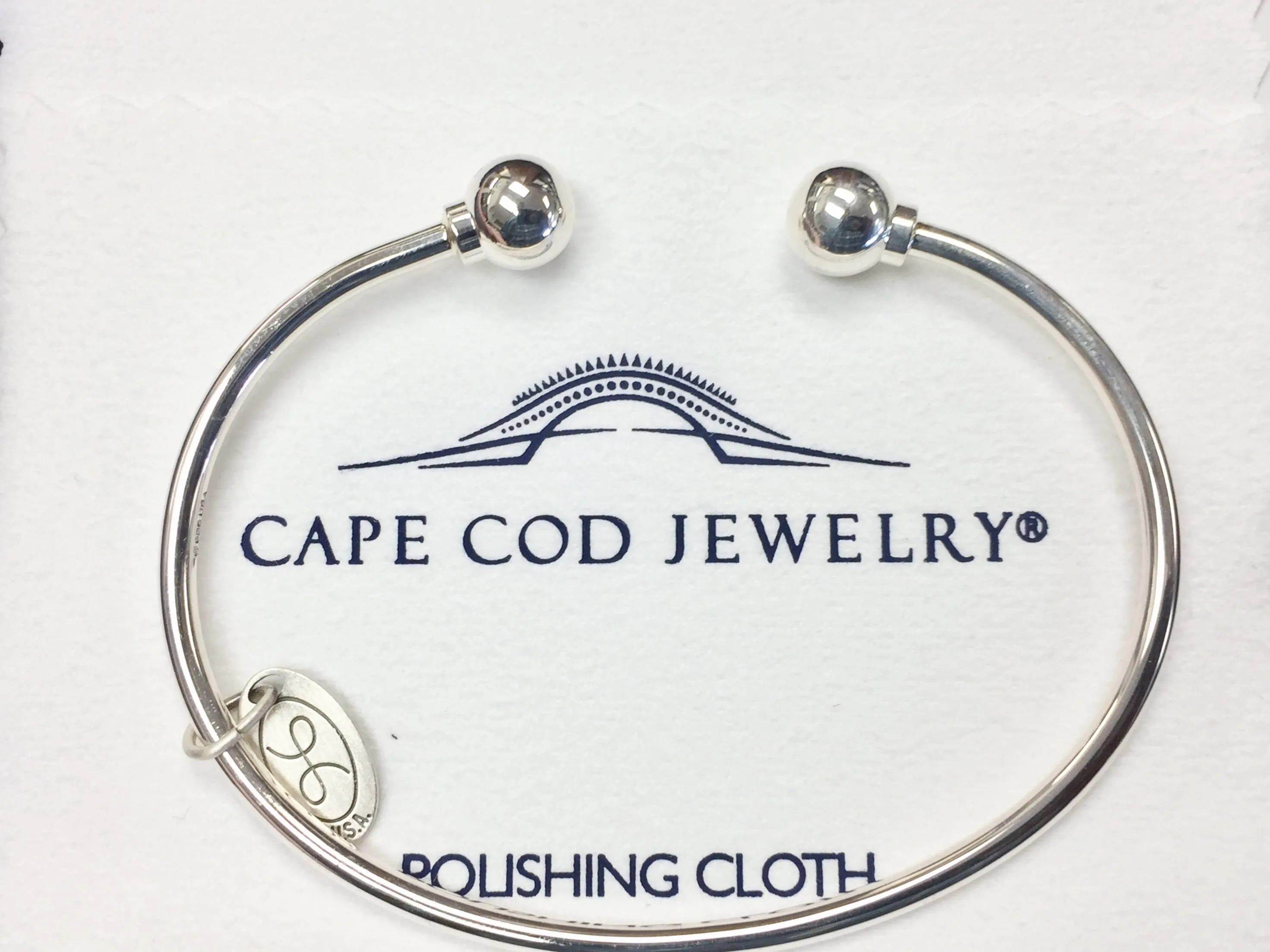Cape Cod Sterling Silver 7 Inch Cuff Bracelet With Polishing Cloth
