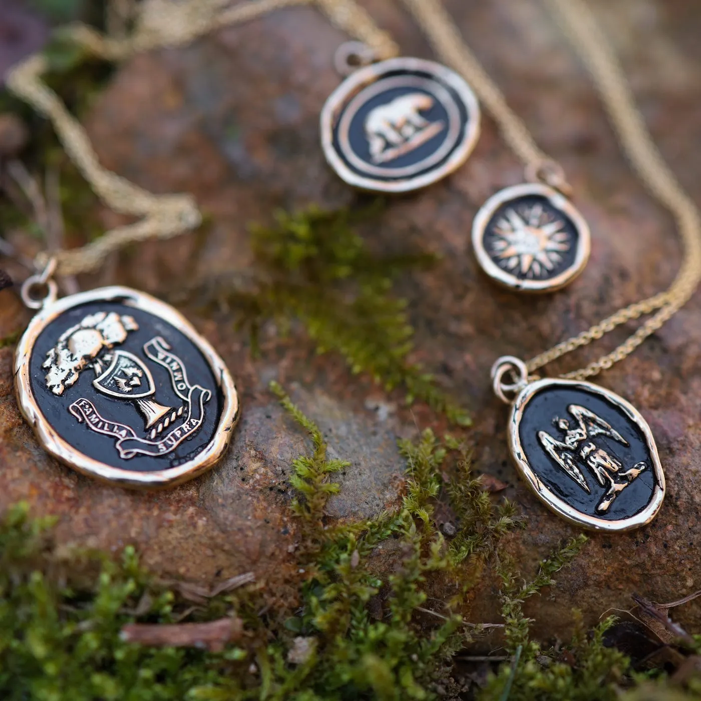 CHARM ONLY 14k Blackened Gold Guardian Angel Talisman