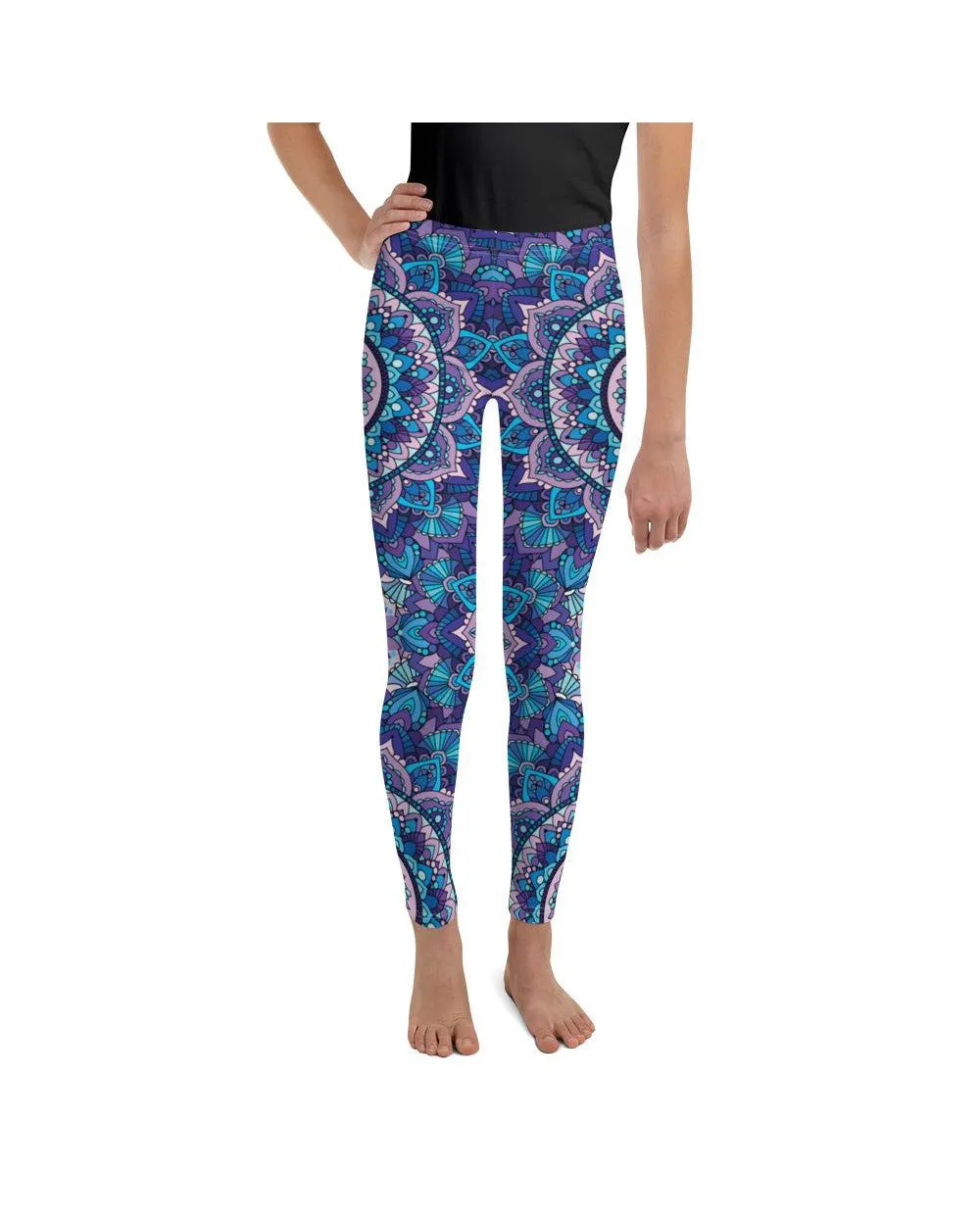 Colorful Blue Mandala Youth Leggings