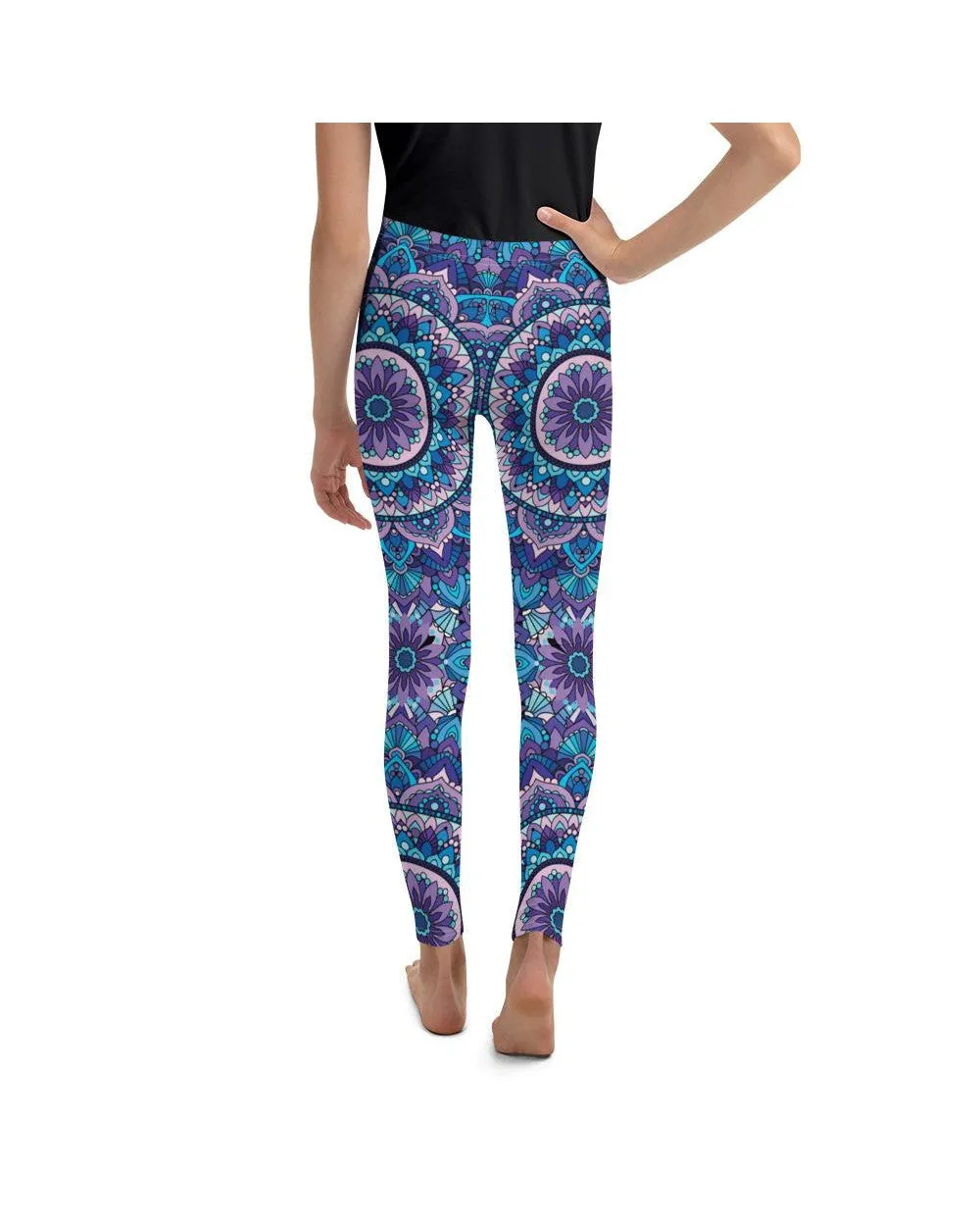 Colorful Blue Mandala Youth Leggings