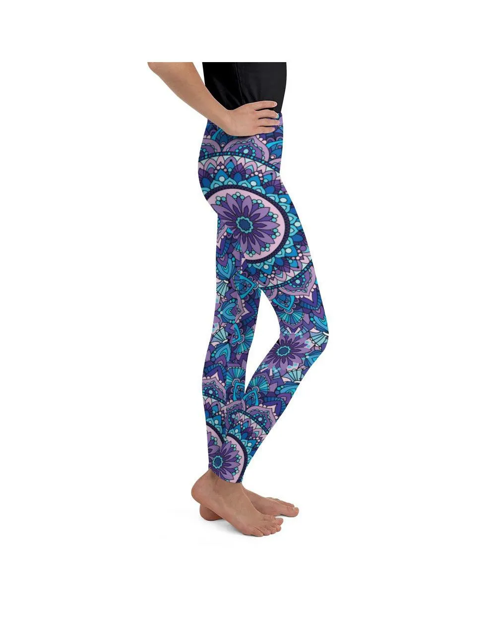 Colorful Blue Mandala Youth Leggings