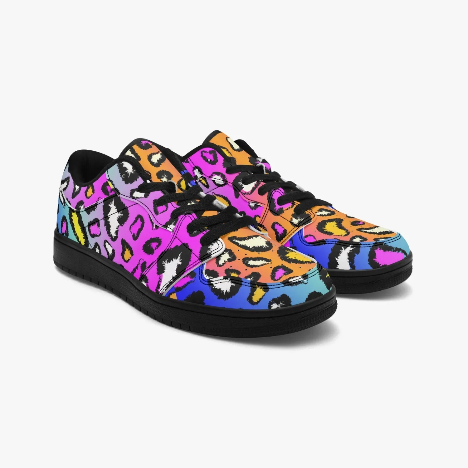 Colorful Leopard Low-Top Leather Sneakers