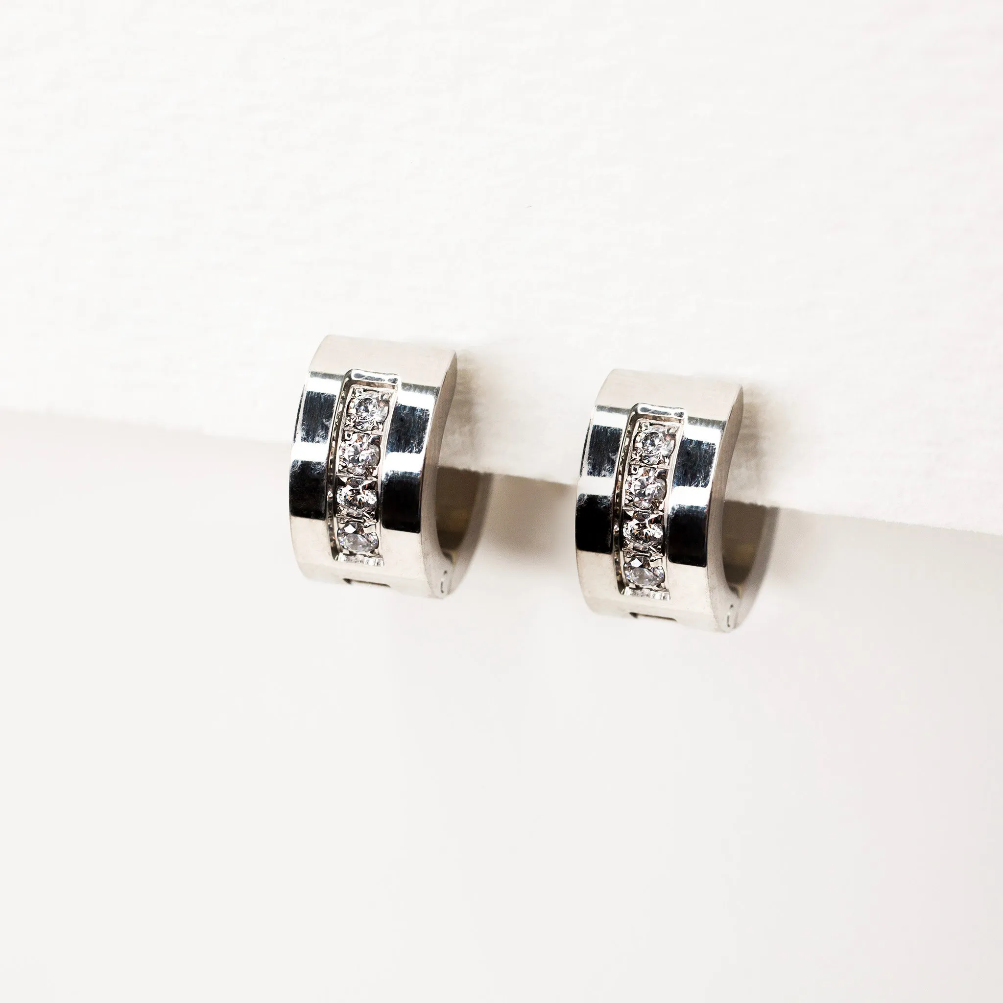Crystal Channel Tire Huggie Earrings