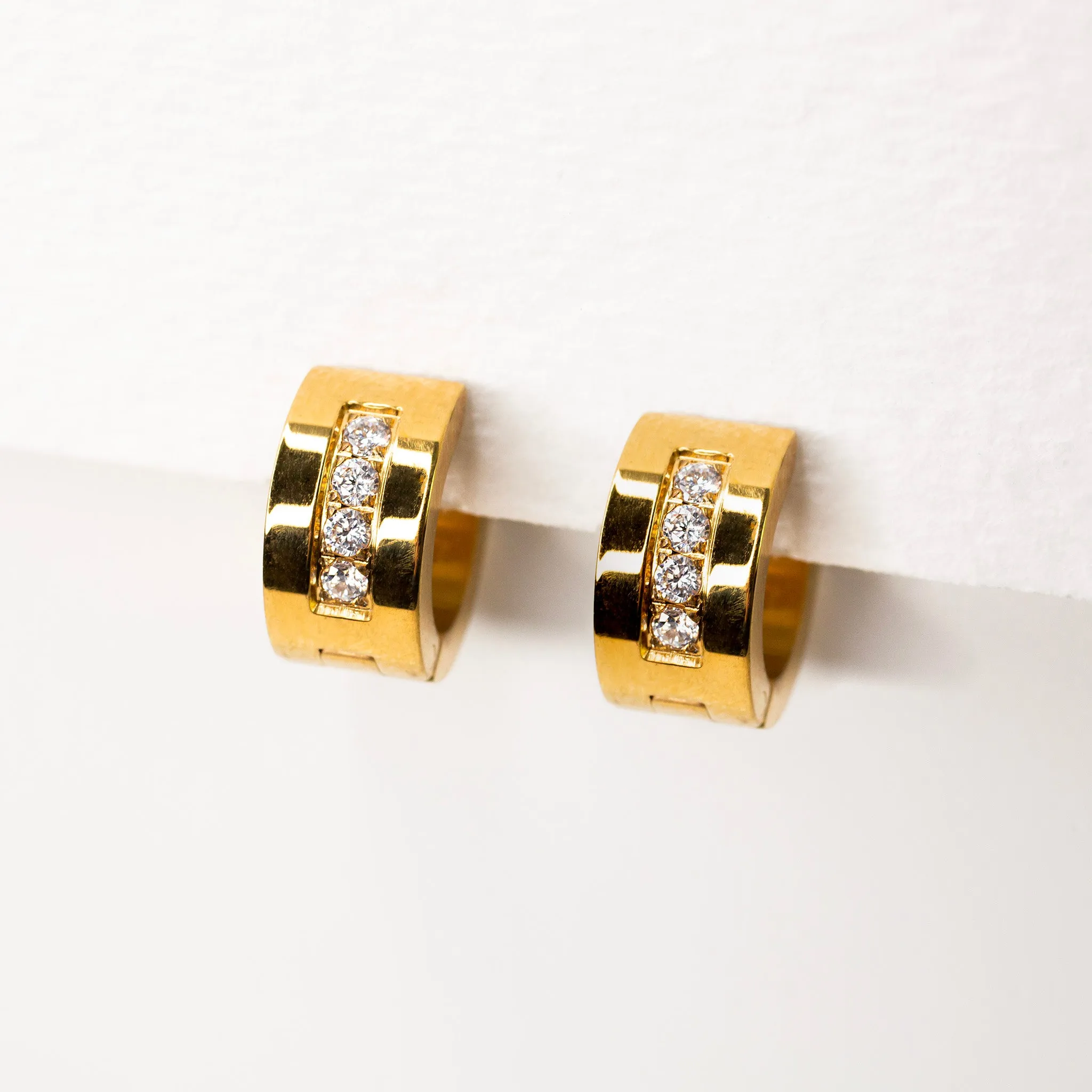 Crystal Channel Tire Huggie Earrings