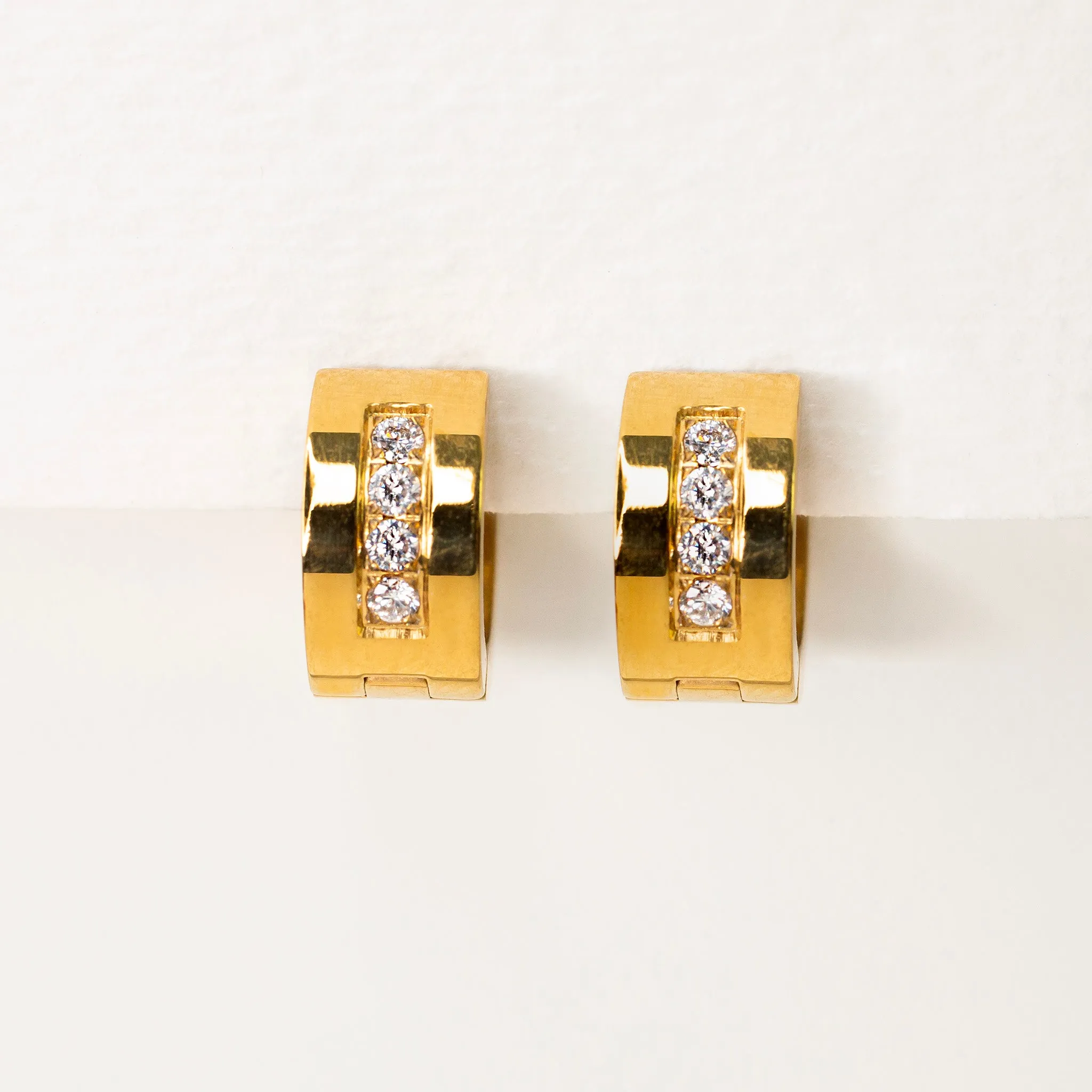 Crystal Channel Tire Huggie Earrings