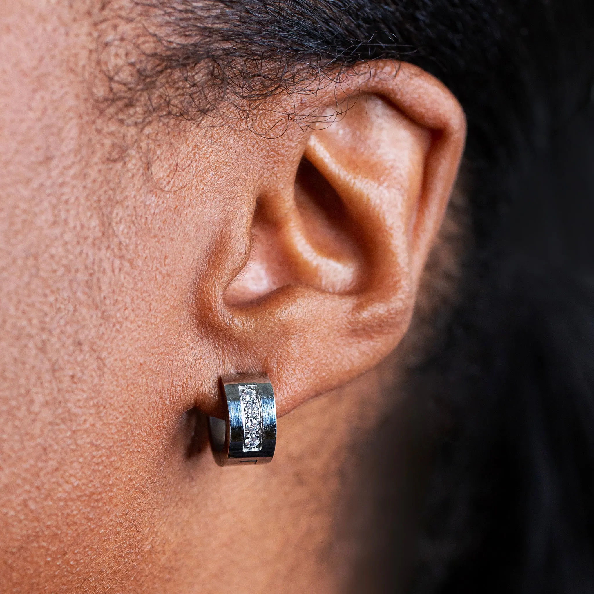 Crystal Channel Tire Huggie Earrings