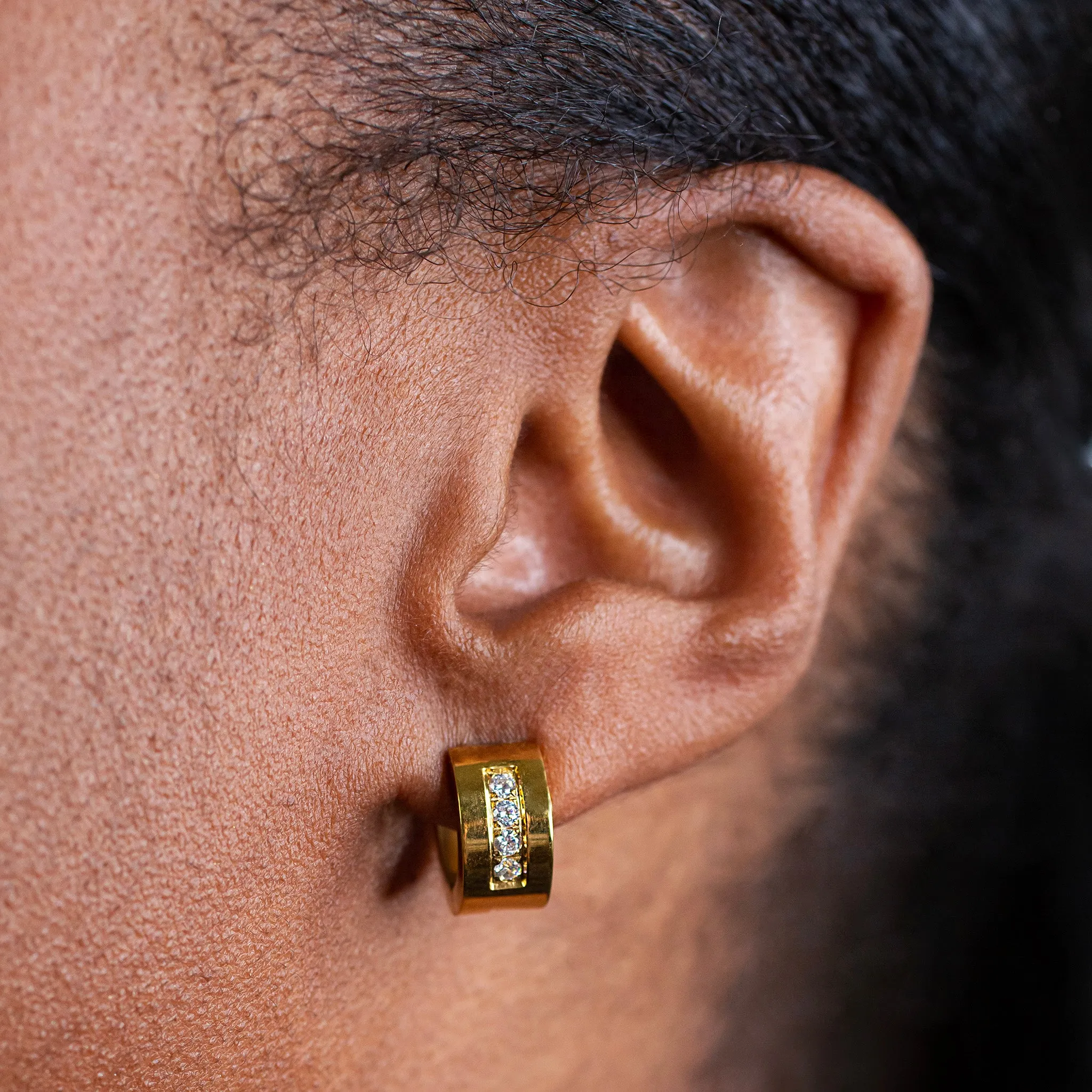 Crystal Channel Tire Huggie Earrings