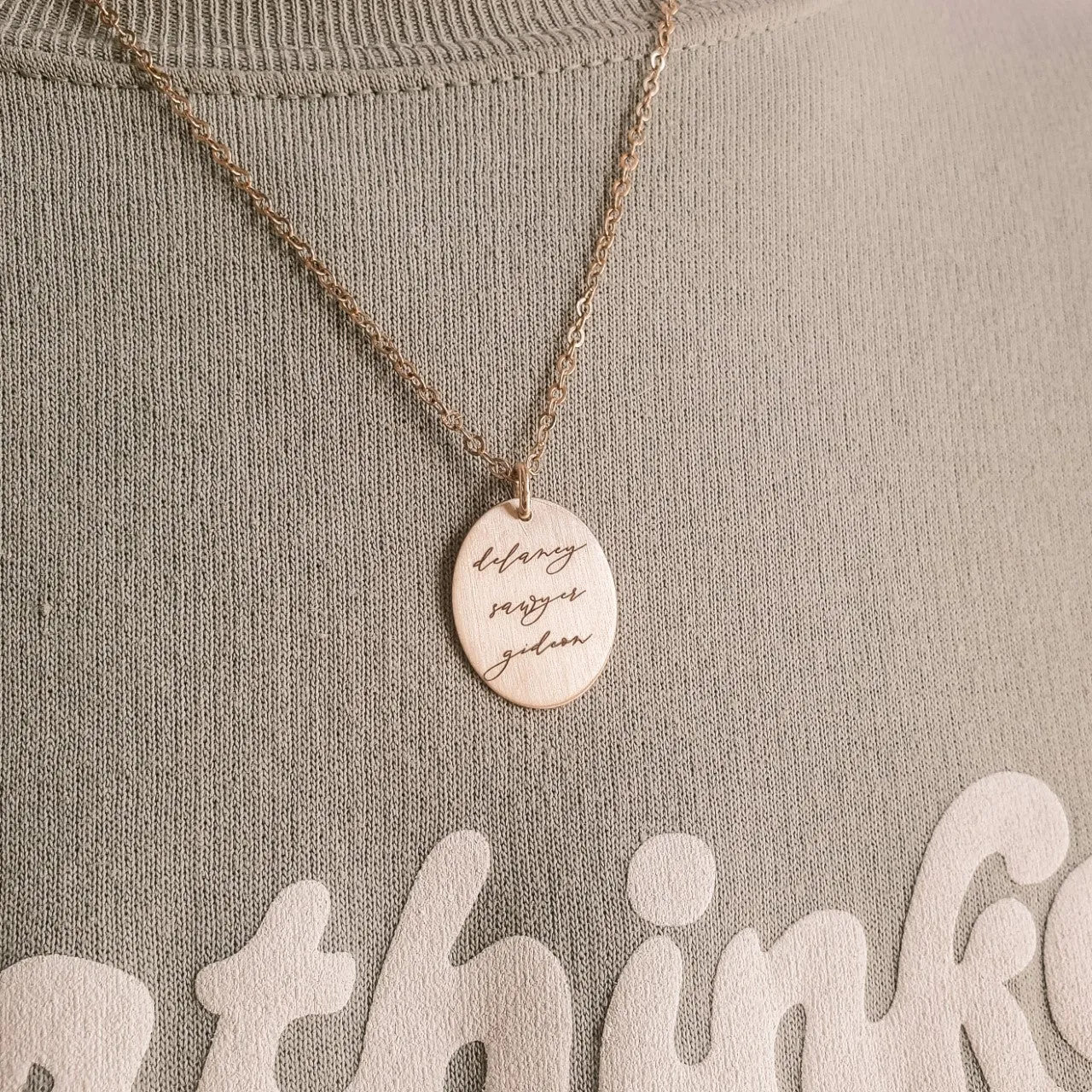 Cursive Oval Necklace
