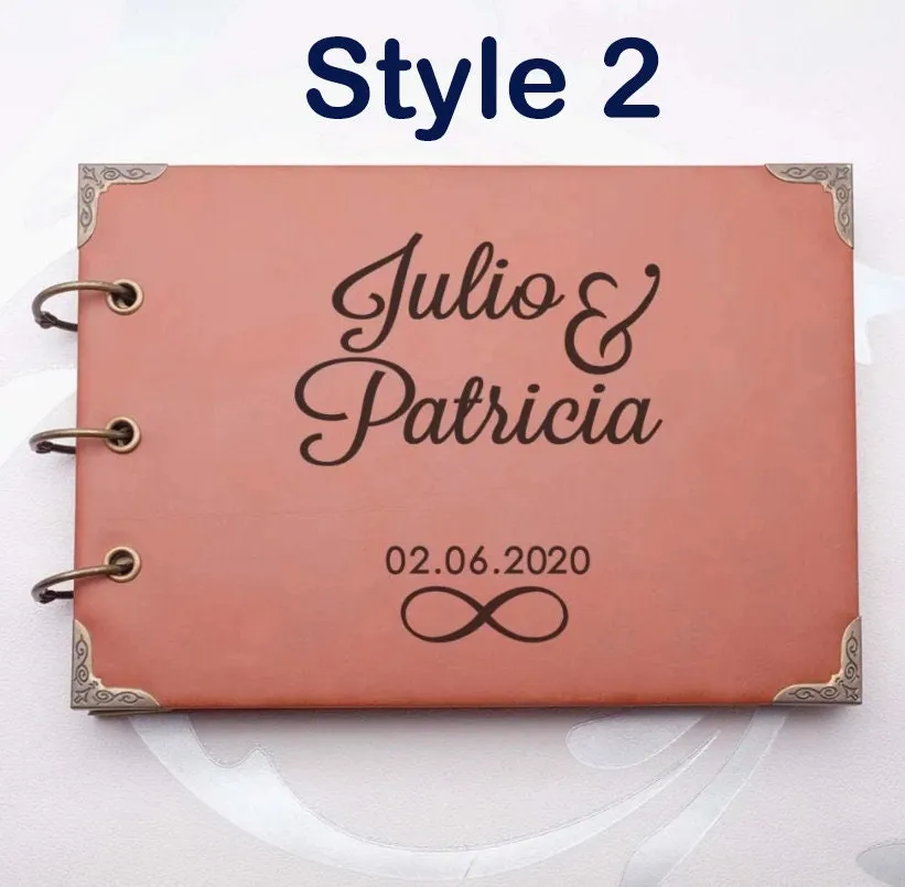 Custom Wedding Guest Book, Personalized Wedding Guestbook, Leather Rustic Reception Signing Book, Engagement Party Bridal Shower Elegant