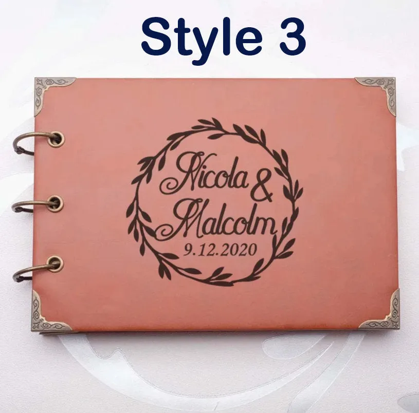 Custom Wedding Guest Book, Personalized Wedding Guestbook, Leather Rustic Reception Signing Book, Engagement Party Bridal Shower Elegant