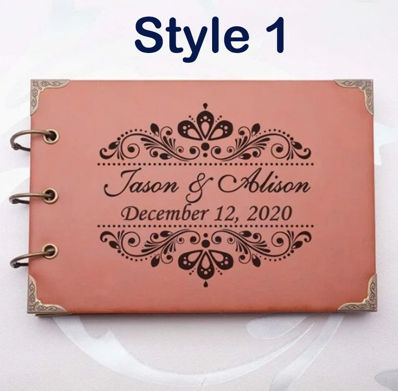 Custom Wedding Guest Book, Personalized Wedding Guestbook, Leather Rustic Reception Signing Book, Engagement Party Bridal Shower Elegant