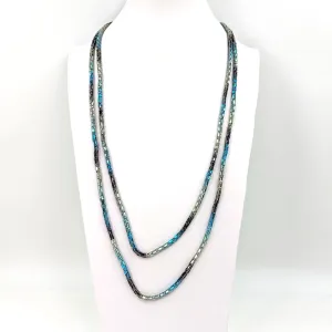 Double layer mid length variegated baguette rope necklace
