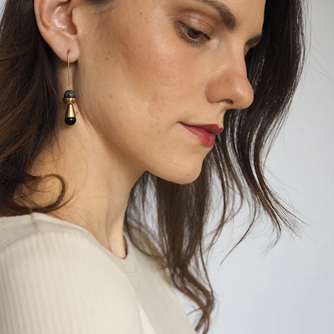 Form brass cup & cone earrings by brass   bold