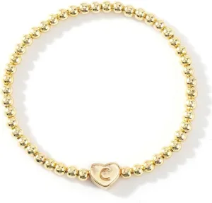 Gold 14K Heart Beaded Charm Initial Bracelets for Women,Enewton Cute Handmade Stretch Beads Ball Trendy Jewelry Summer Prom Holiday Gifts