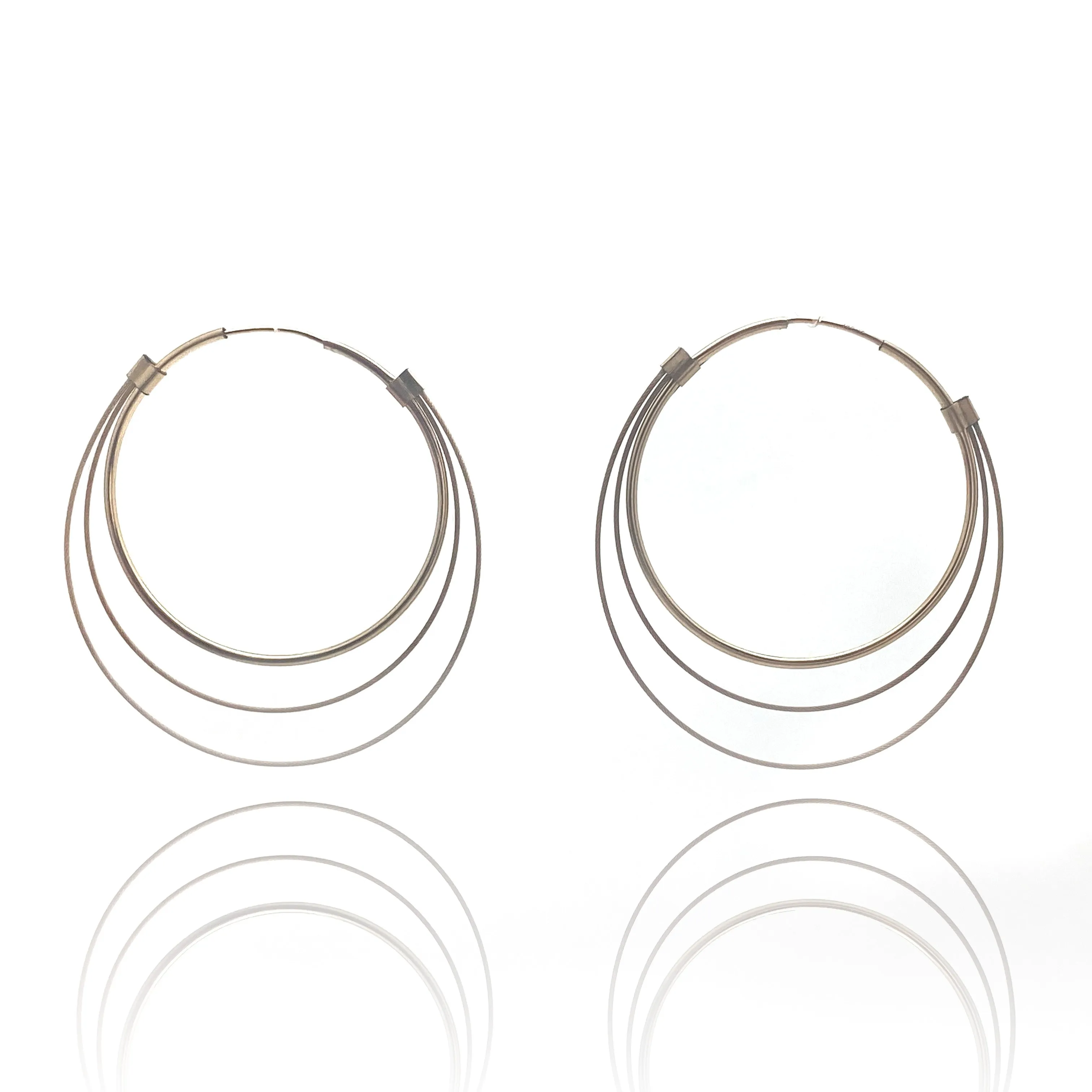 Gold and Nylon Hoop Earrings
