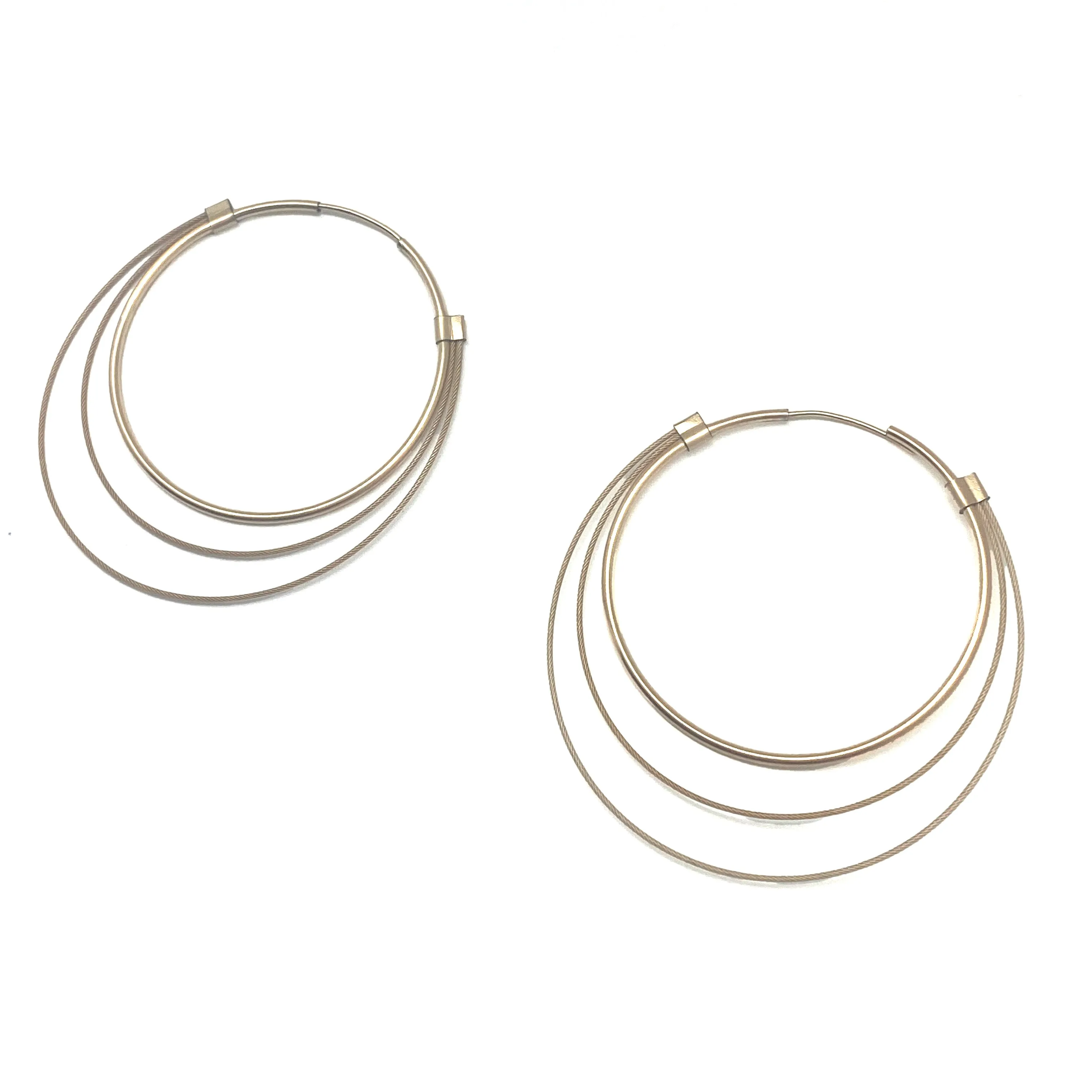 Gold and Nylon Hoop Earrings