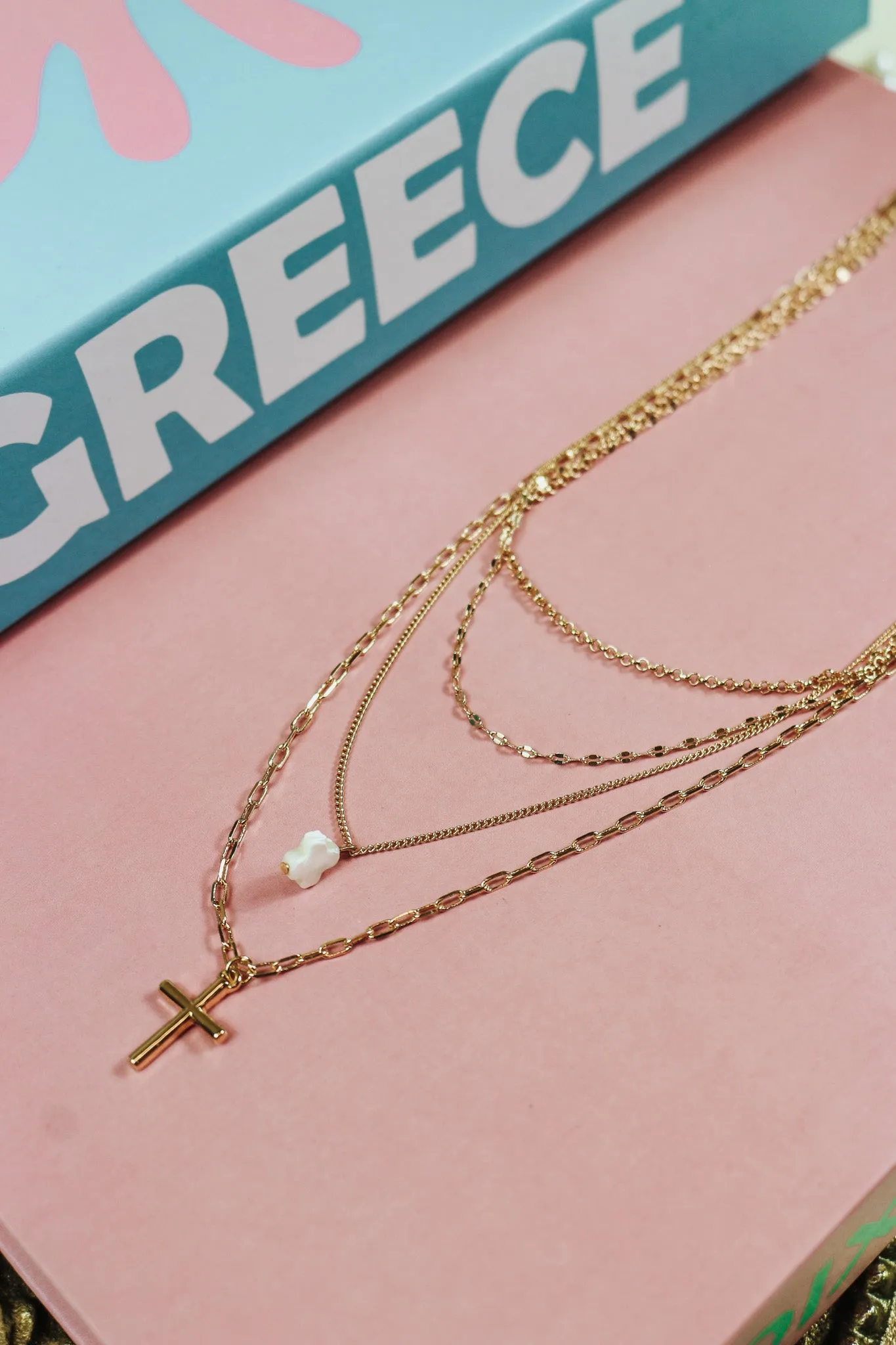 Gold Cross Layered Necklace
