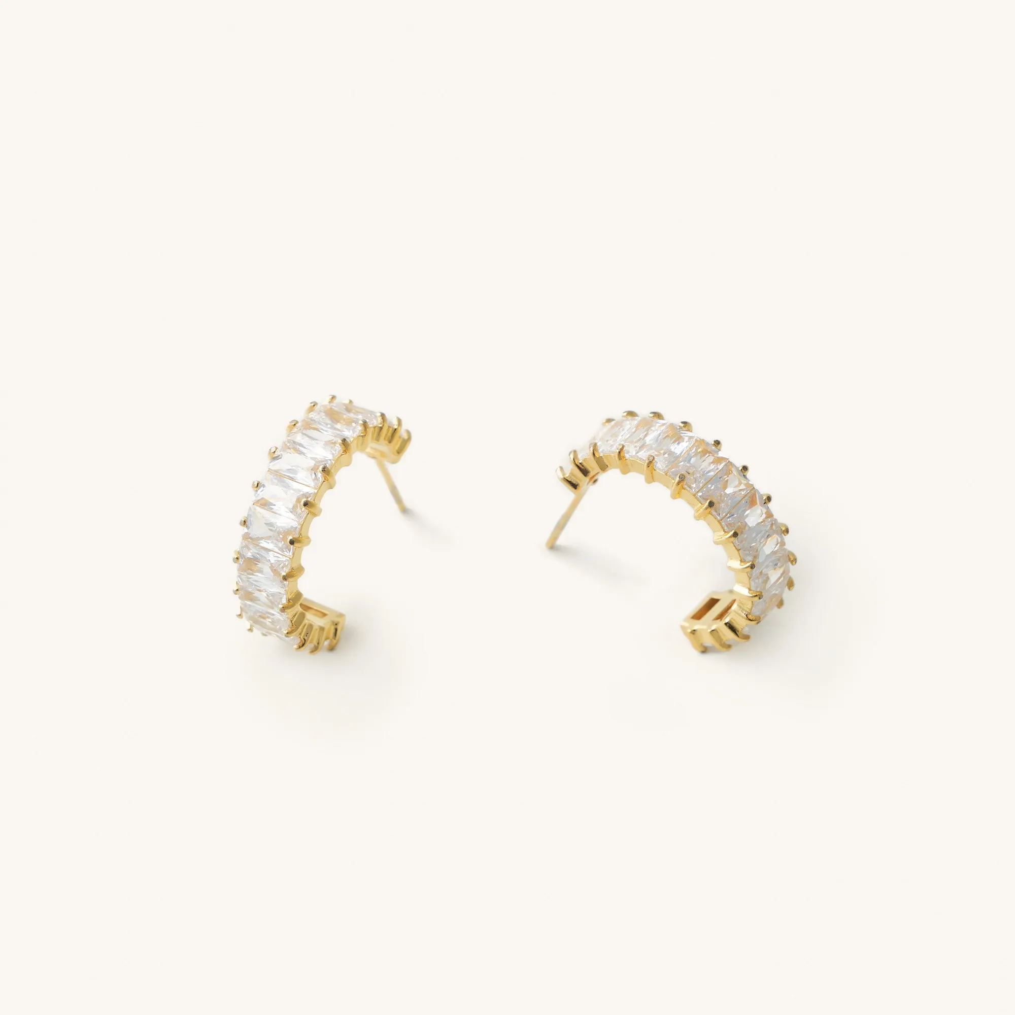 Gold Crystal Shimmer Hoops- Waterproof